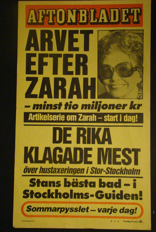 AFTONBLADET LÖPSEDEL - ZARAH LEANDER (1981)
