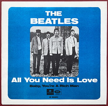 BEATLES - All you need is love 7" BLACK Jeff Beck toplist UK/Swe PS 1967