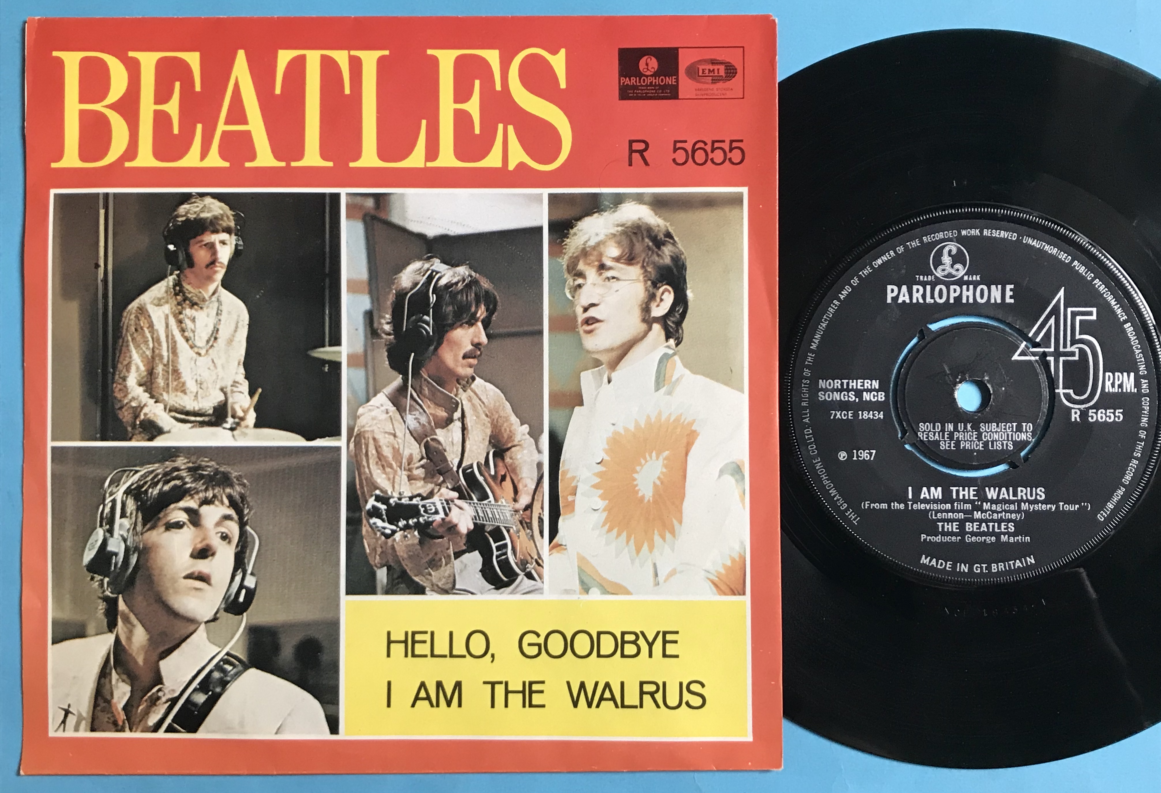 BEATLES - Hello goodbye 7" Swe/UK 1967 PS M-! - 2