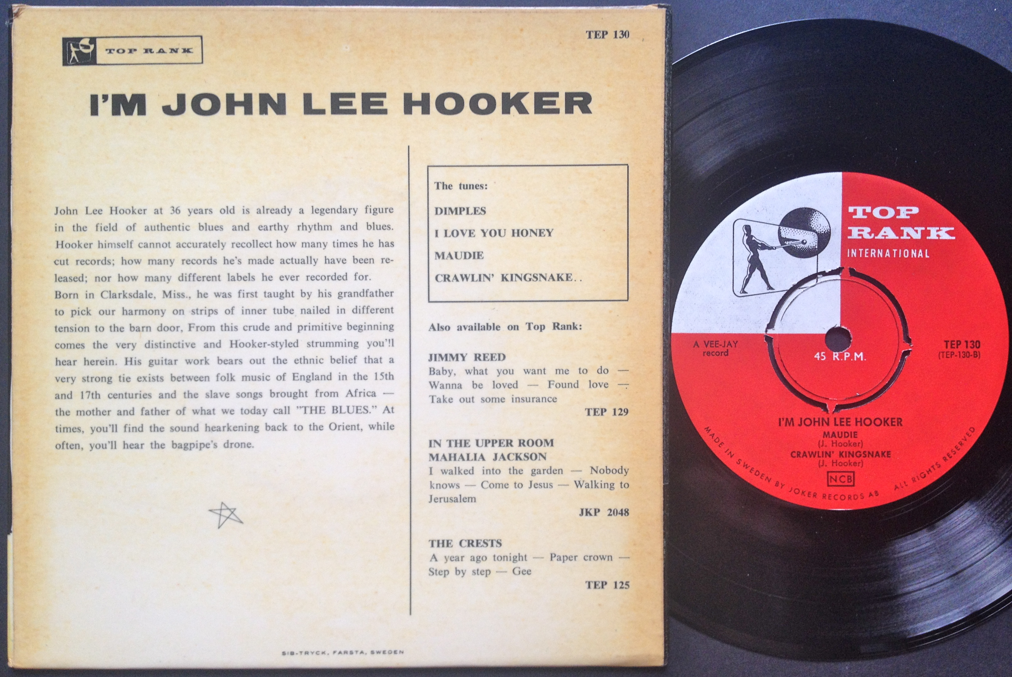 JOHN LEE HOOKER - I´m John Lee Hooker Swe EP 1960 - 2