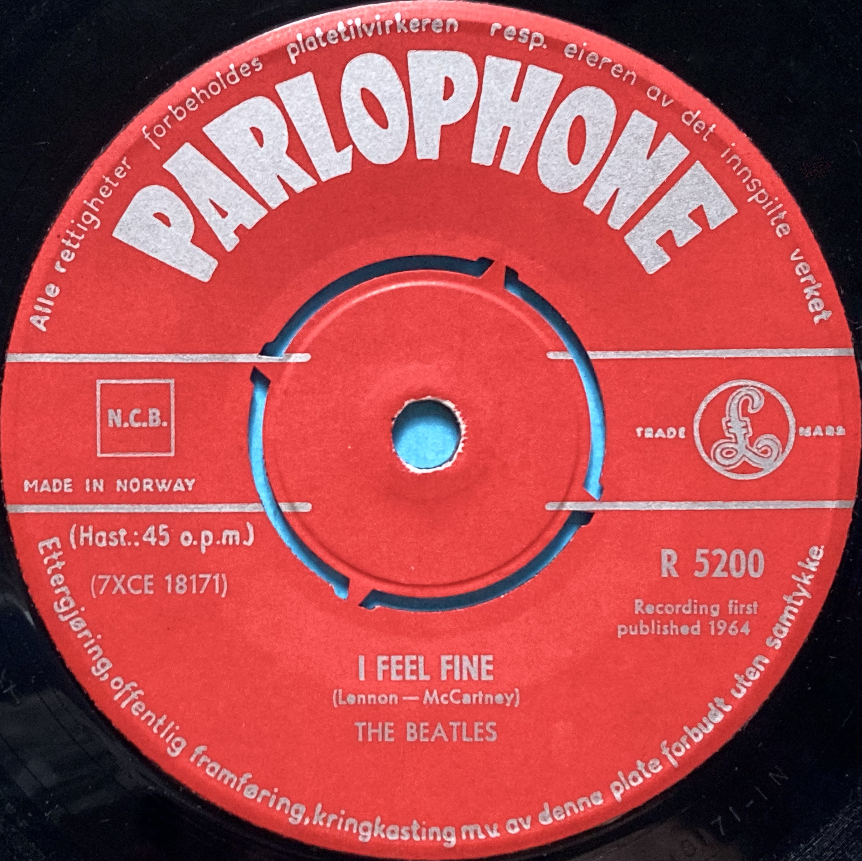 BEATLES - I feel fine 7" Norsk PS 1964 - 3