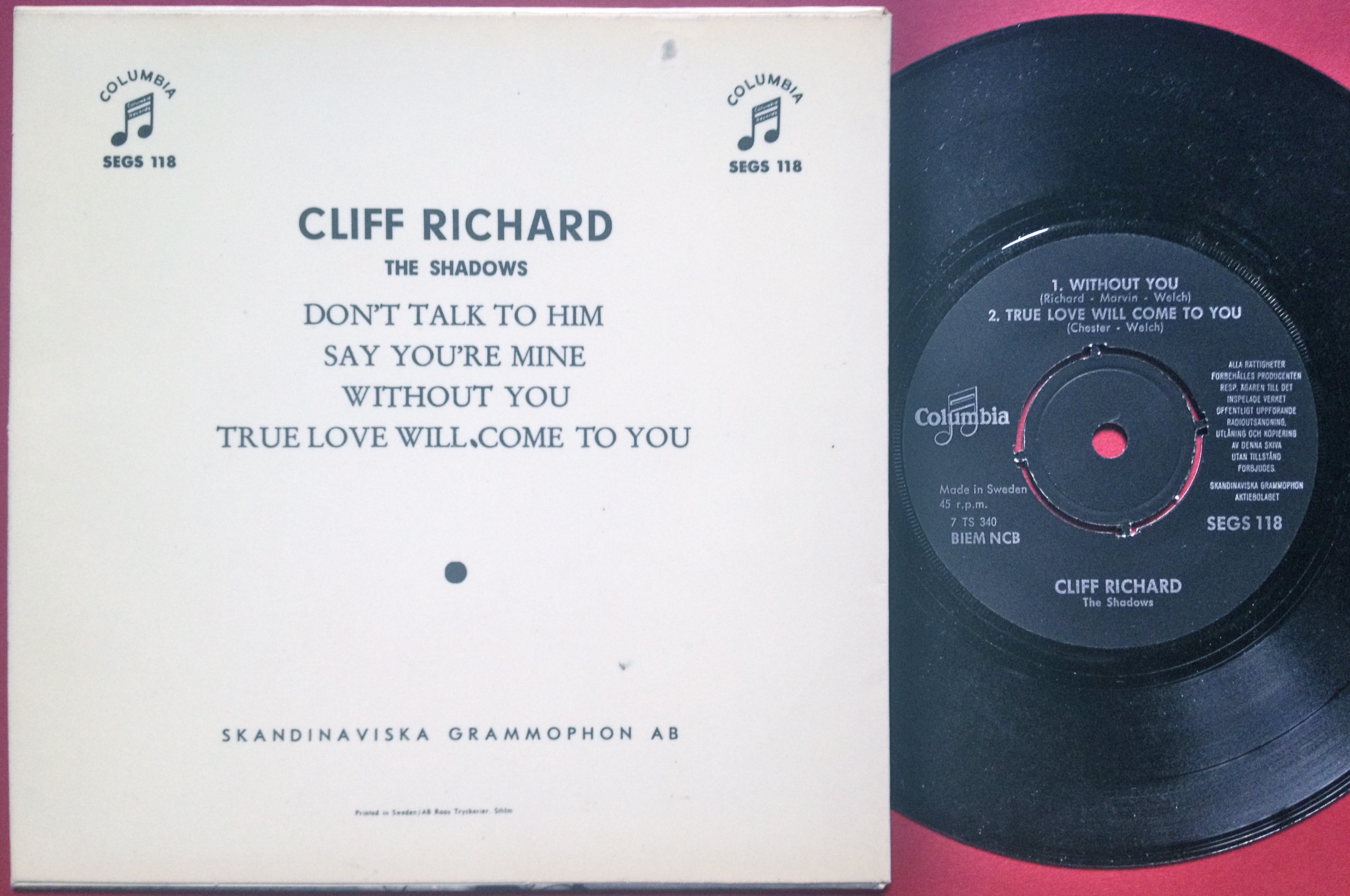 CLIFF RICHARD & SHADOWS - Don´t talk to him +3 Swe EP 1963 - 2