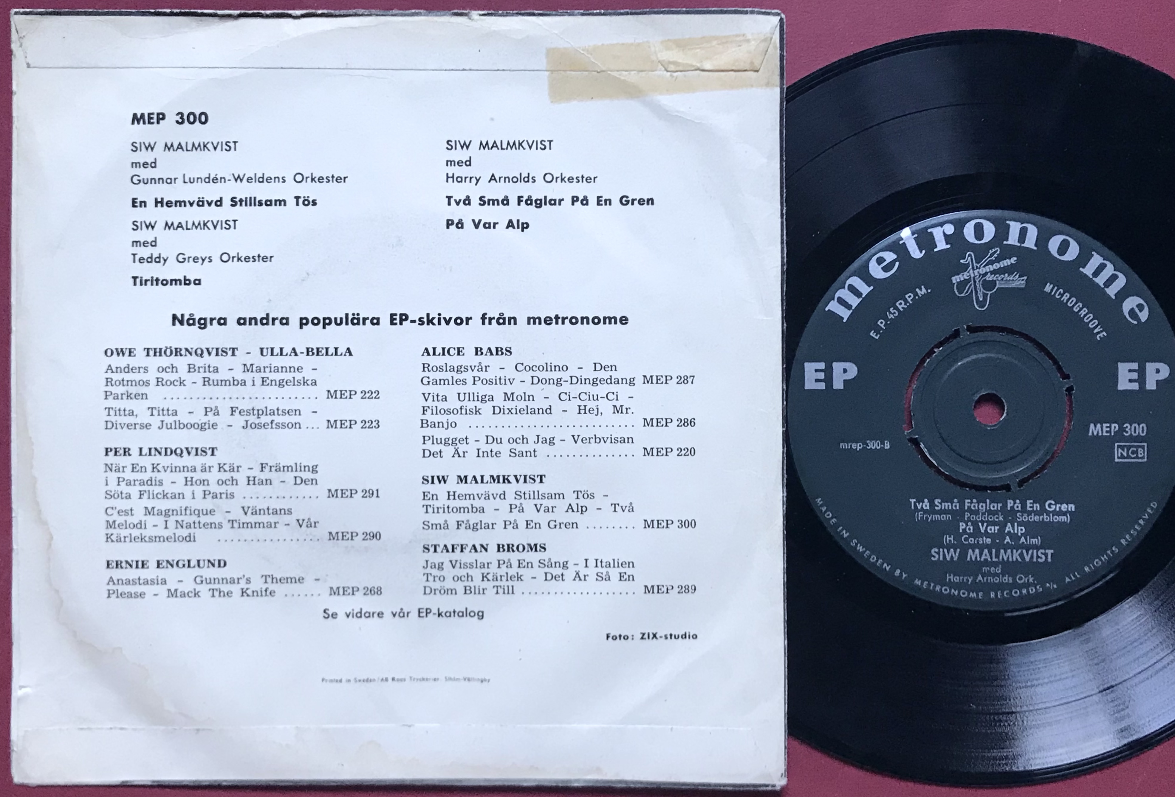 SIW MALMKVIST - En hemvävd stillsam tös +3 EP 1957 - 2