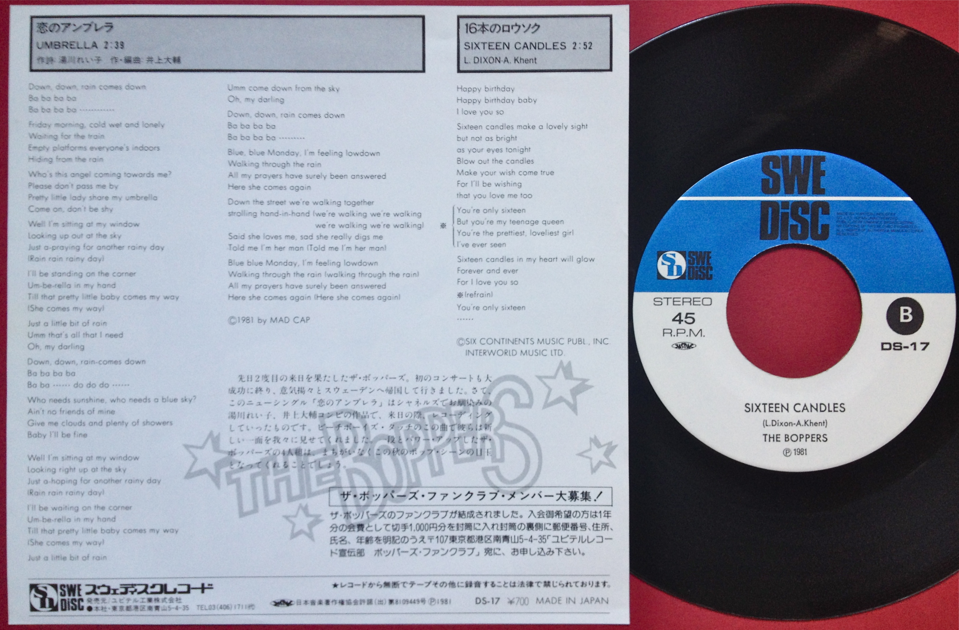 BOPPERS - Umbrella JAPAN PS 1981 - 2