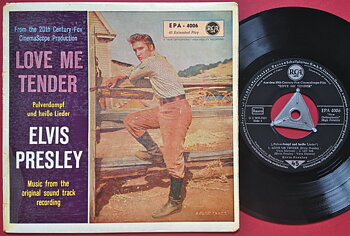 ELVIS PRESLEY - Love me tender +3 German EP Silver tri + lines 1956
