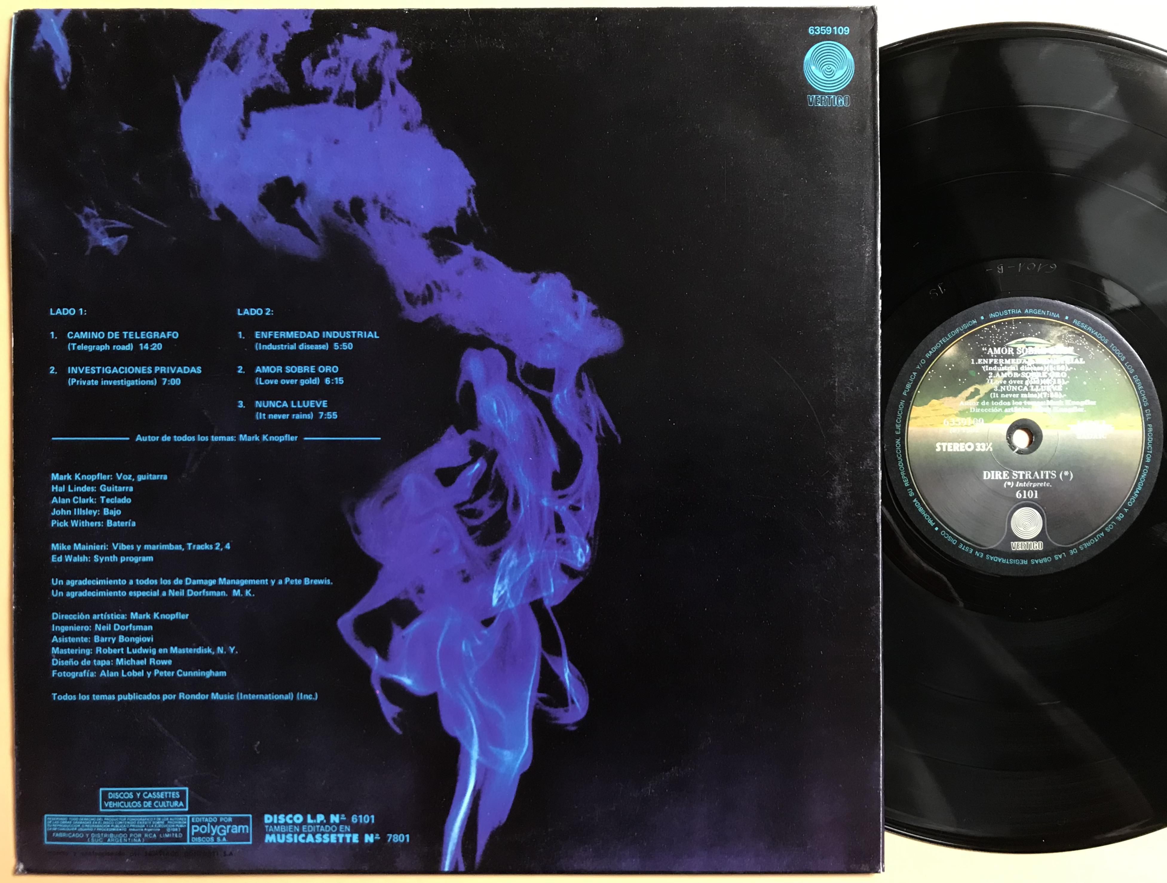 DIRE STRAITS - "Amor sobre oro" Argentina-orig LP 1982 - 2