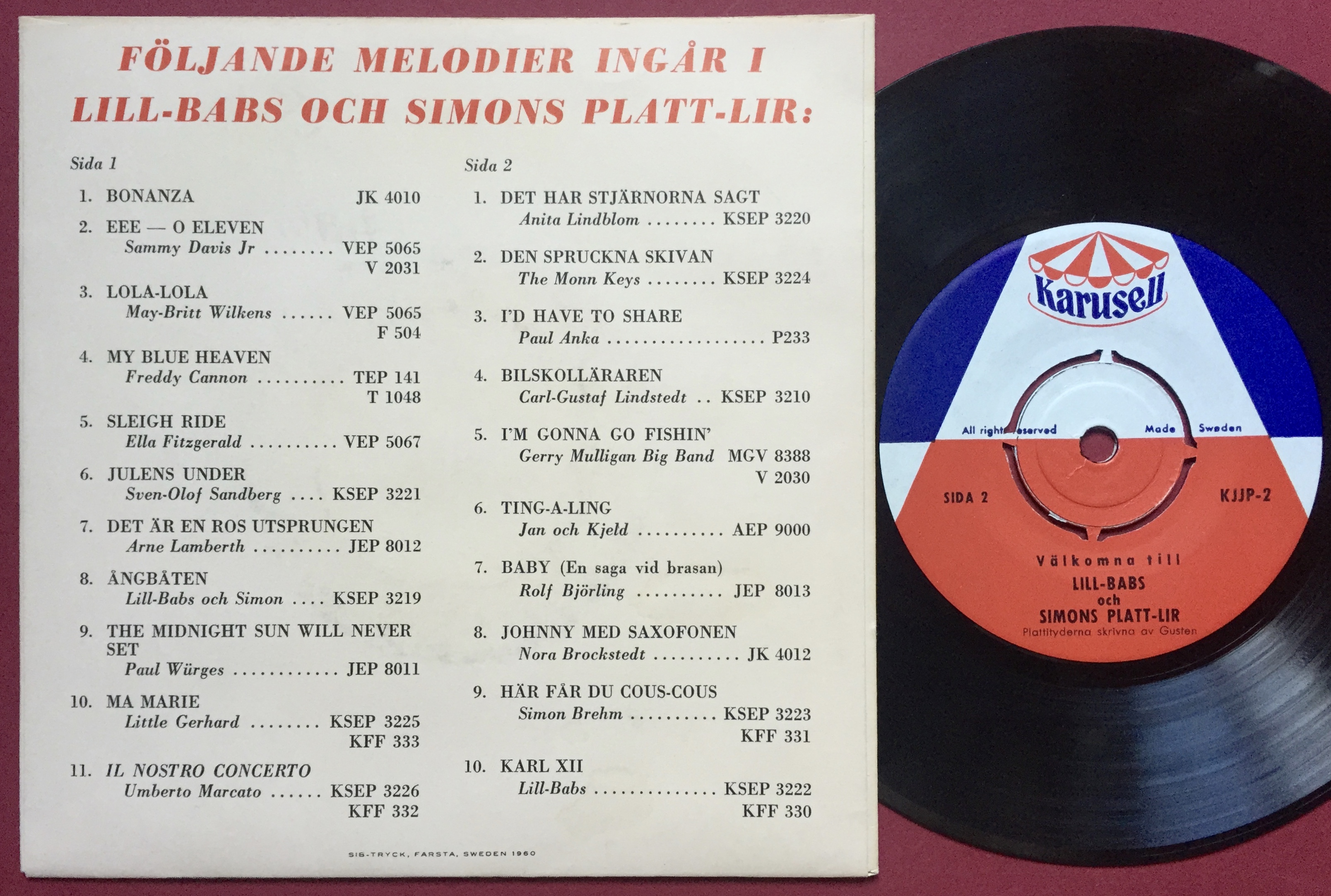 LILL-BABS & SIMON - Välkomna till.. platt-lir Swe PS 1960 - 2