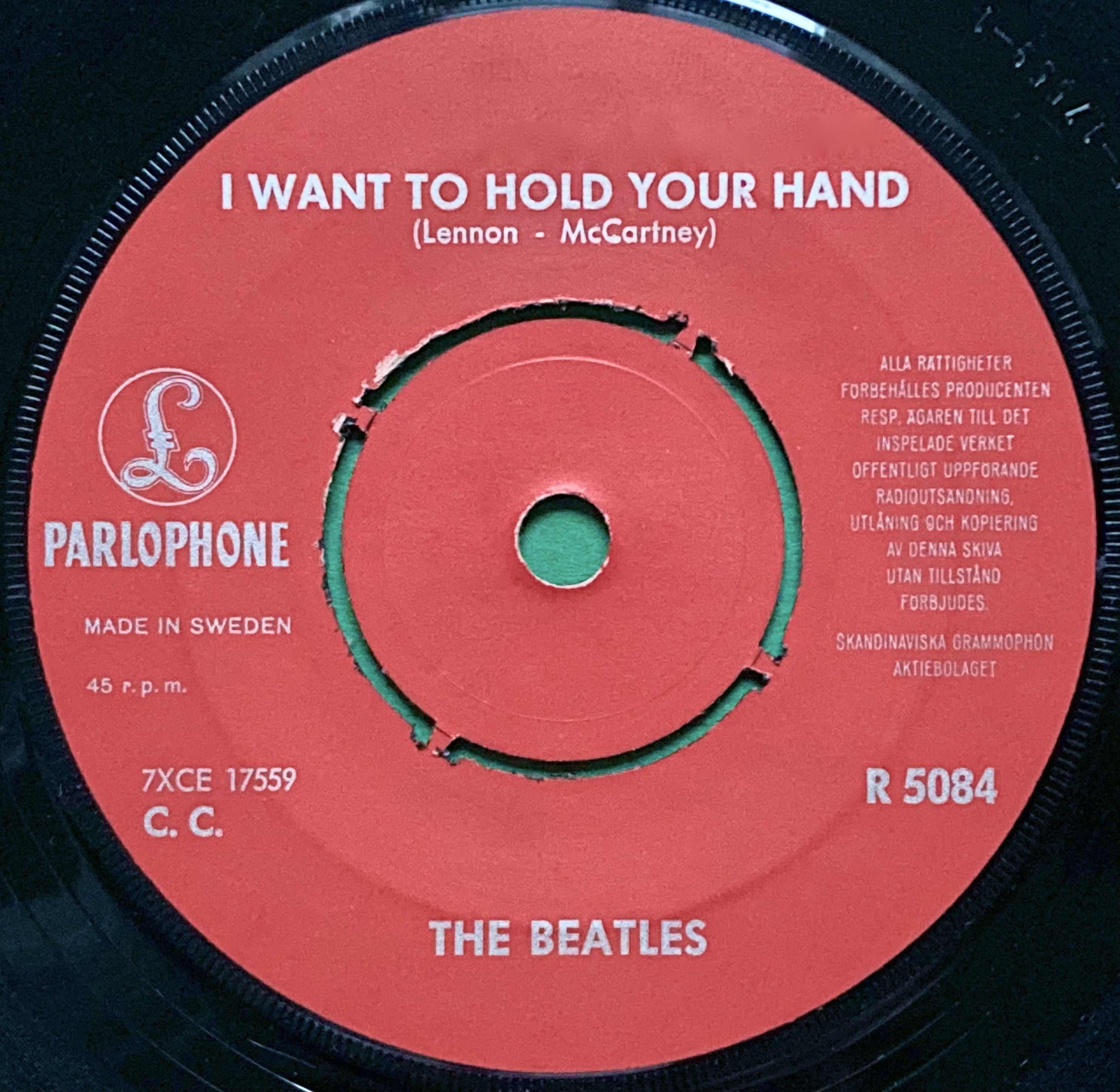 BEATLES - I want to hold your hand 7" ORANGE Swe PS 1963 - 3