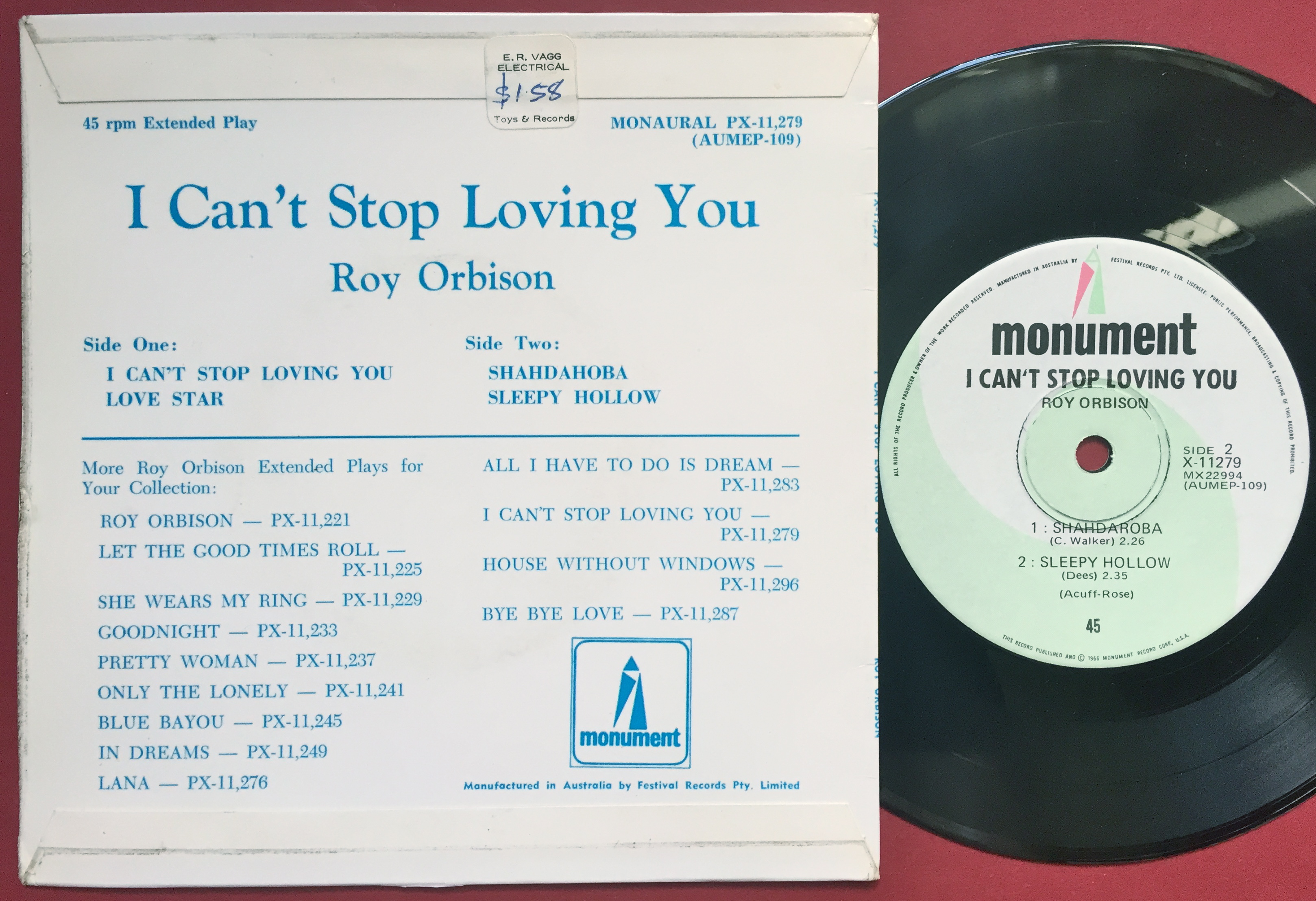 Nostalgipalatset - ROY ORBISON - I can´t stop loving you +3 EP