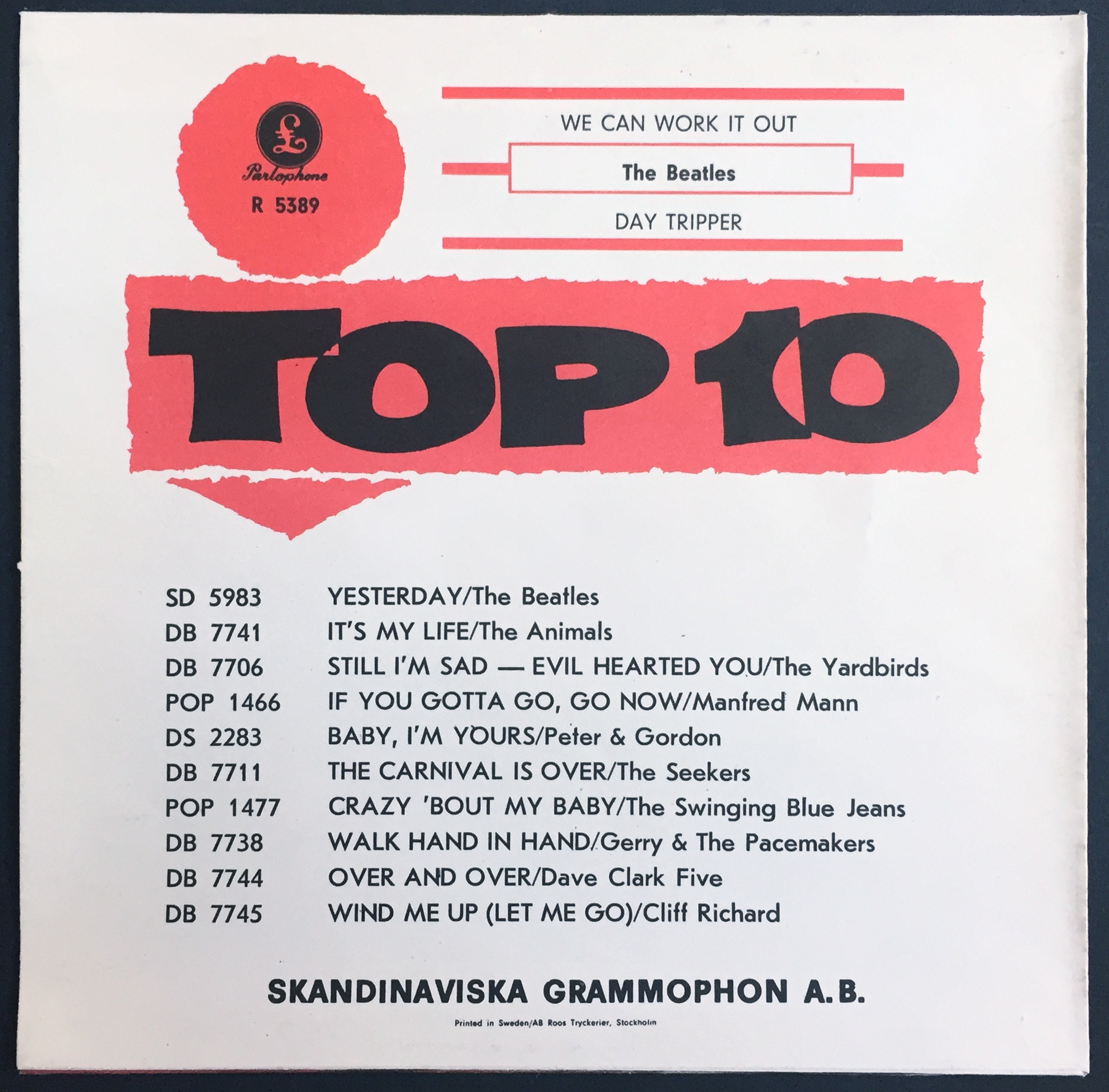 BEATLES - We can work it out RÖD 7" Swe 1965 ENDAST PS - Arkivex / MINT-! - 2