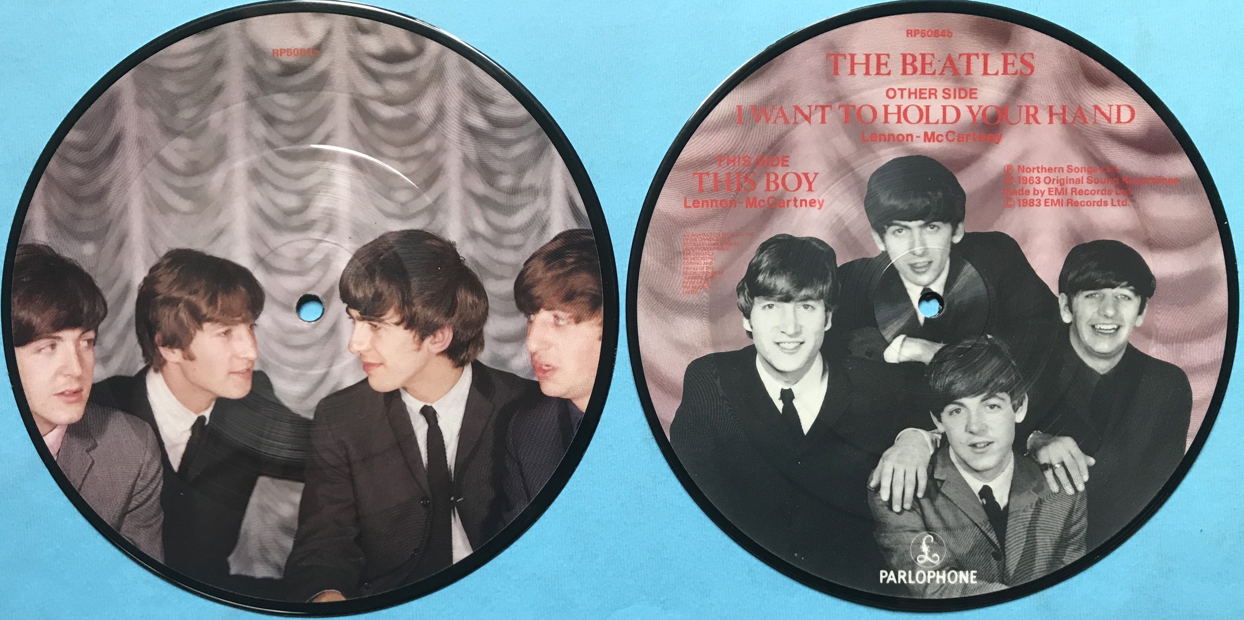 BEATLES - I want to hold your hand 7" UK FELTRYCK Bildskiva 1983 - 2