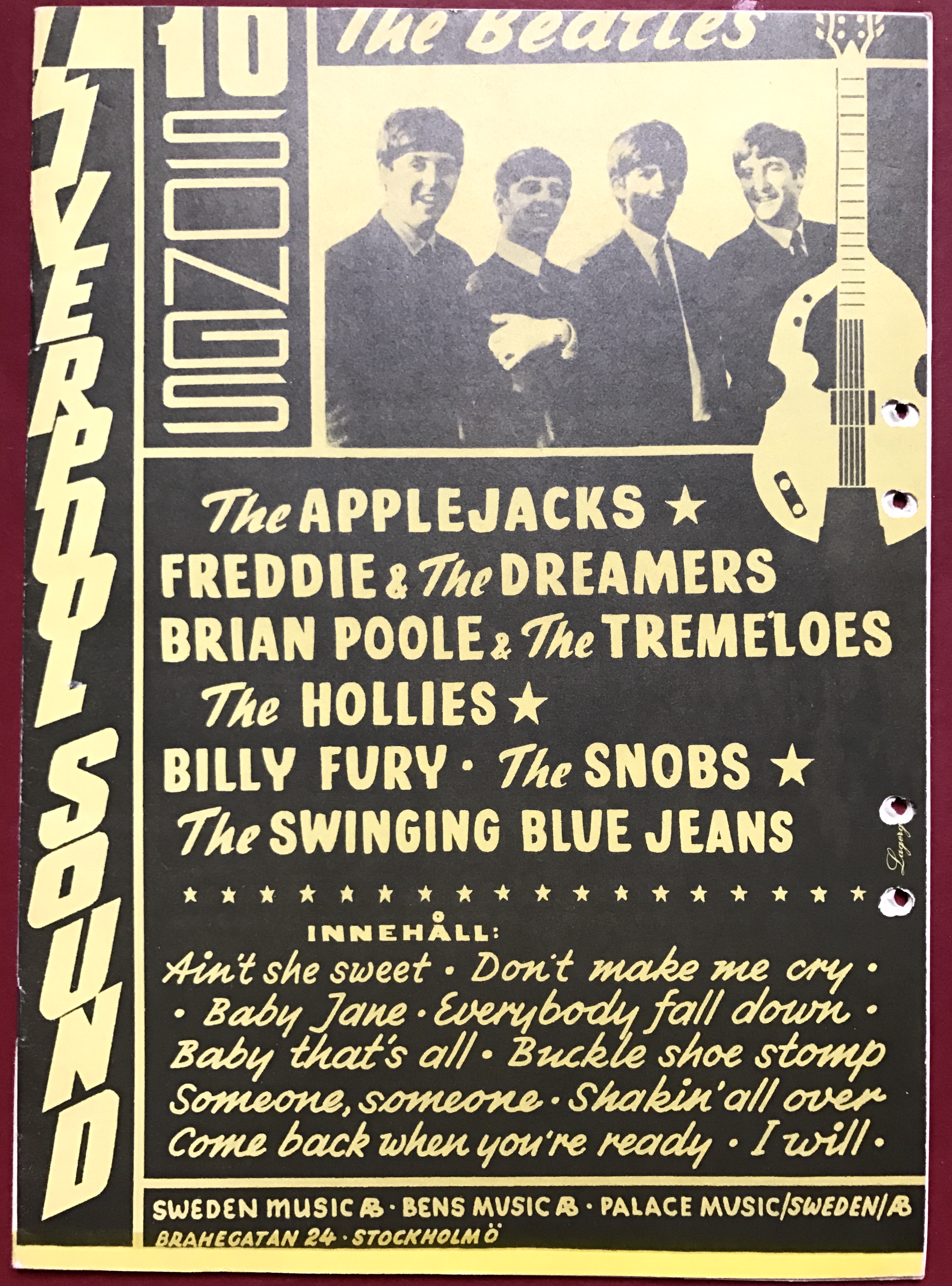 BEATLES Applejacks FREDDIE & DREAMERS Hollies SWINGING BLUE JEANS Billy Fury mfl. ca 1964 swedish Sheet music