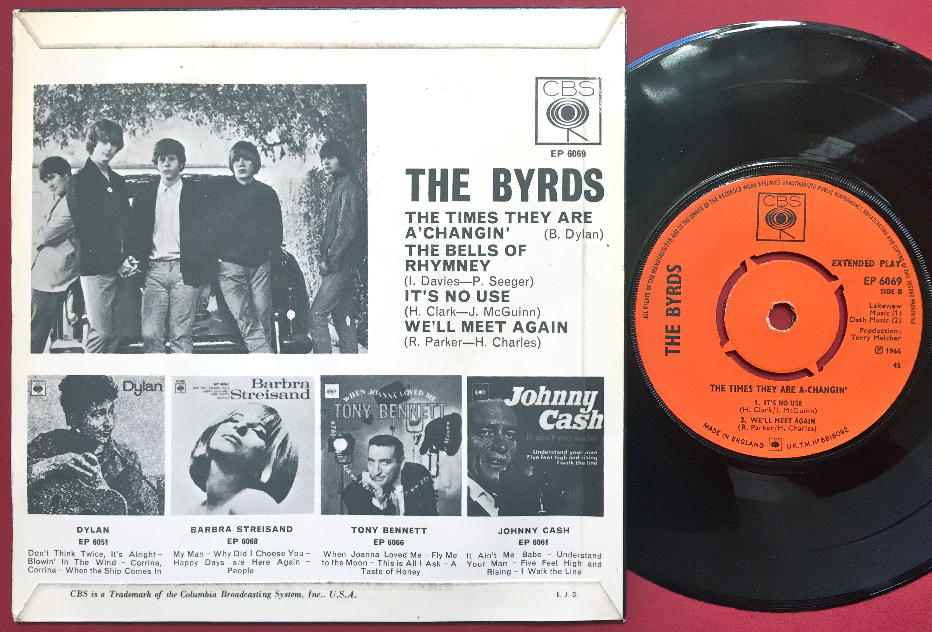 BYRDS - The times they are a´changin´ + 3 UK  EP 1966 - 2