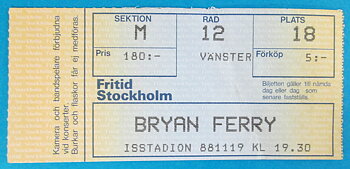 BRYAN FERRY - Stockholm 1988