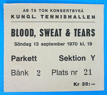 BLOOD, SWEAT & TEARS - Stockholm 1970