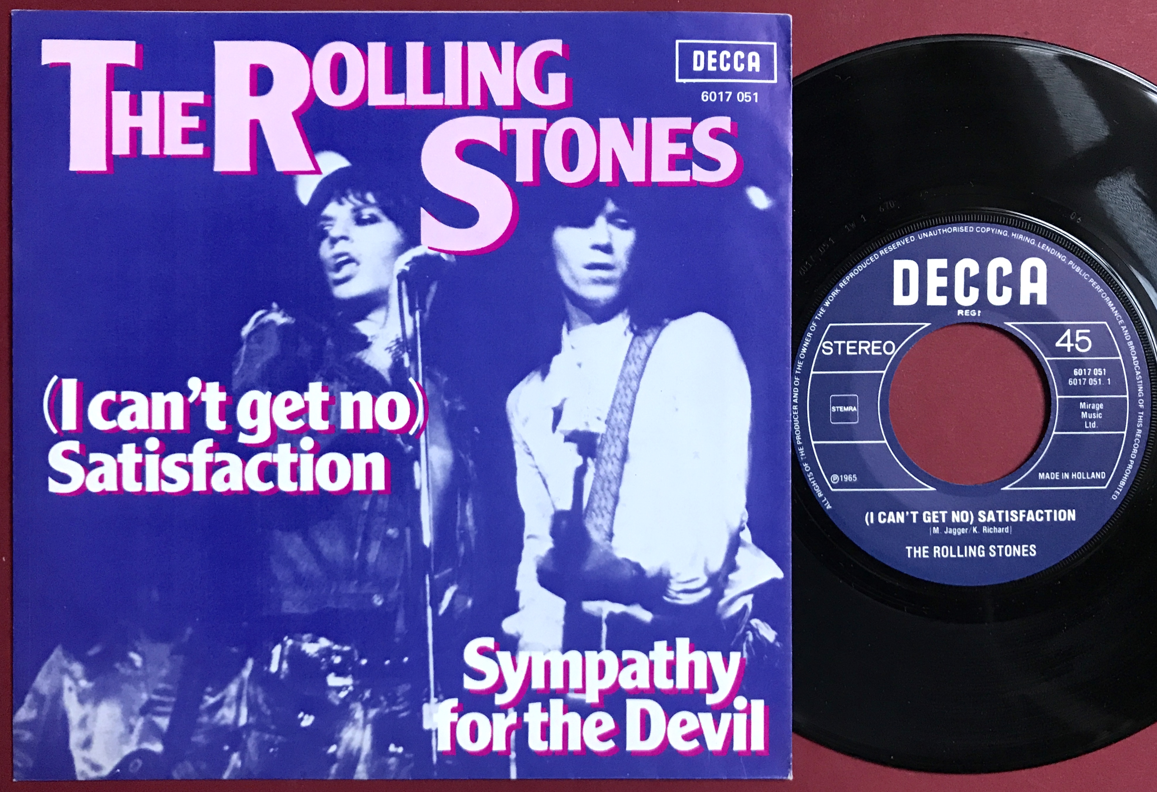 ROLLING STONES - Satisfaction / Sympathy for the devil Holland PS 1980