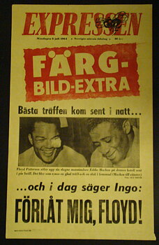 EXPRESSEN LÖPSEDEL - FLOYD PATTERSON, EDDIE MACHEN, INGO
