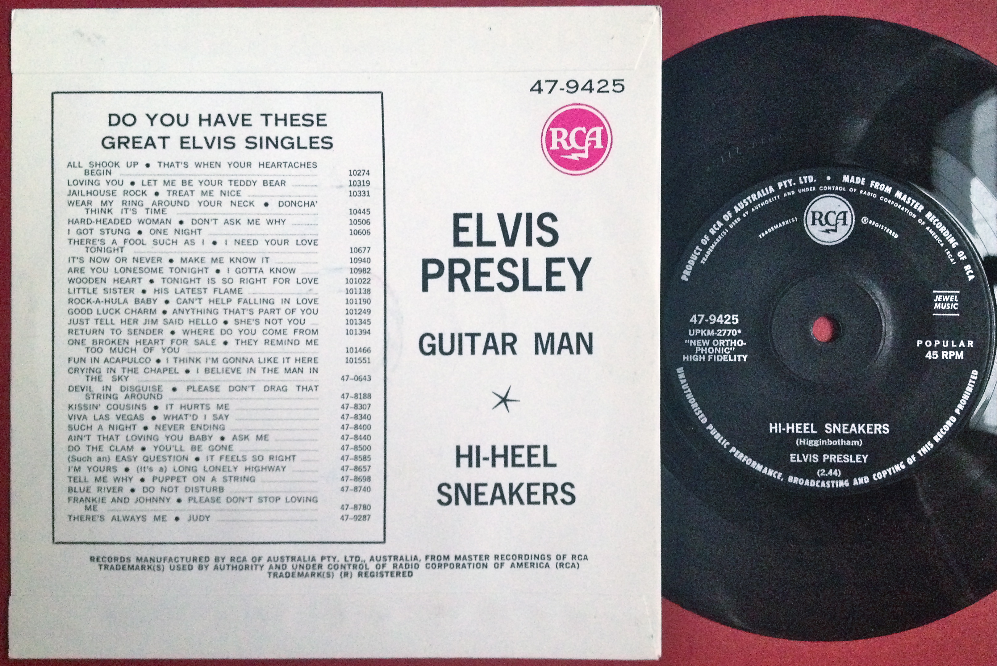 ELVIS PRESLEY - Guitar man Australia PS 1967 - 2