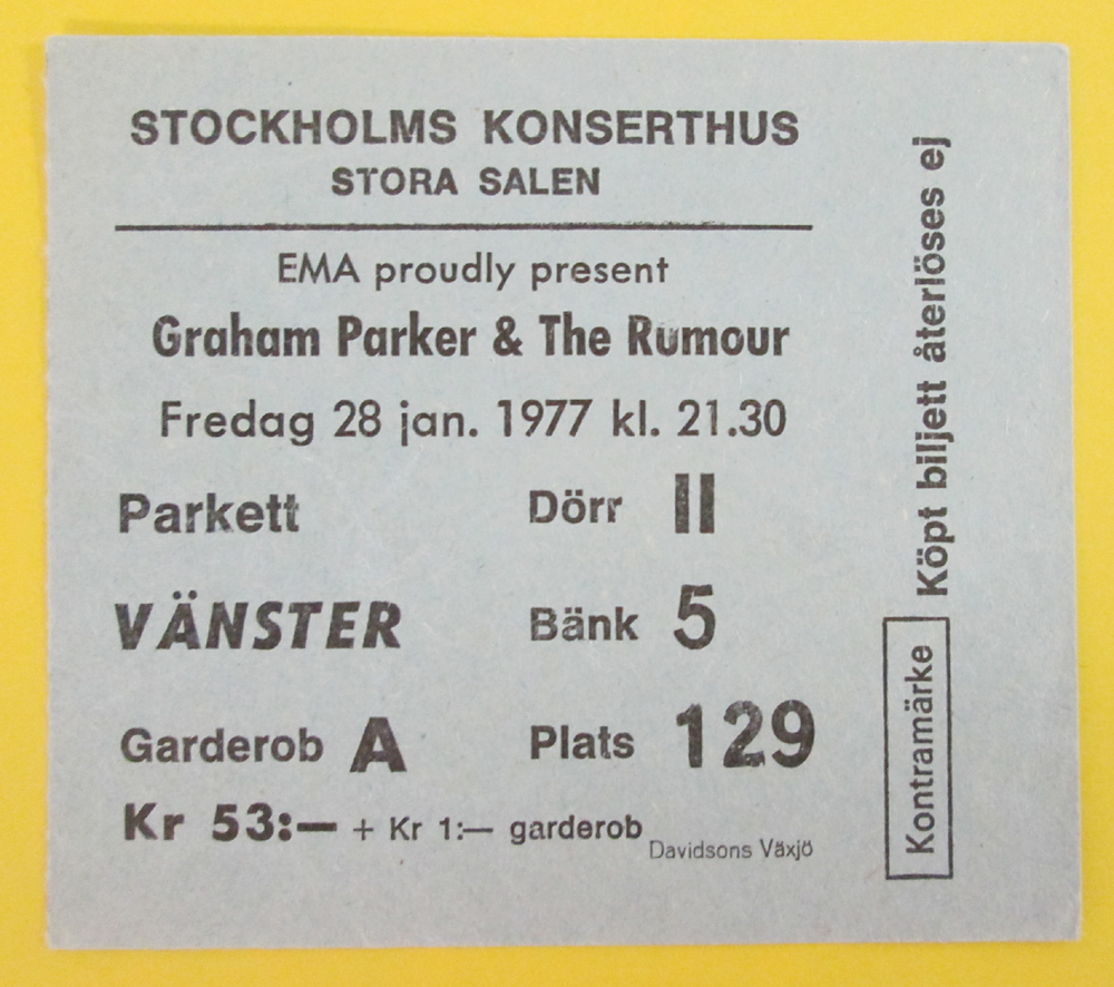 GRAHAM PARKER & THE RUMOUR - Stockholm 1977