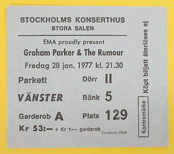 GRAHAM PARKER & THE RUMOUR - Stockholm 1977