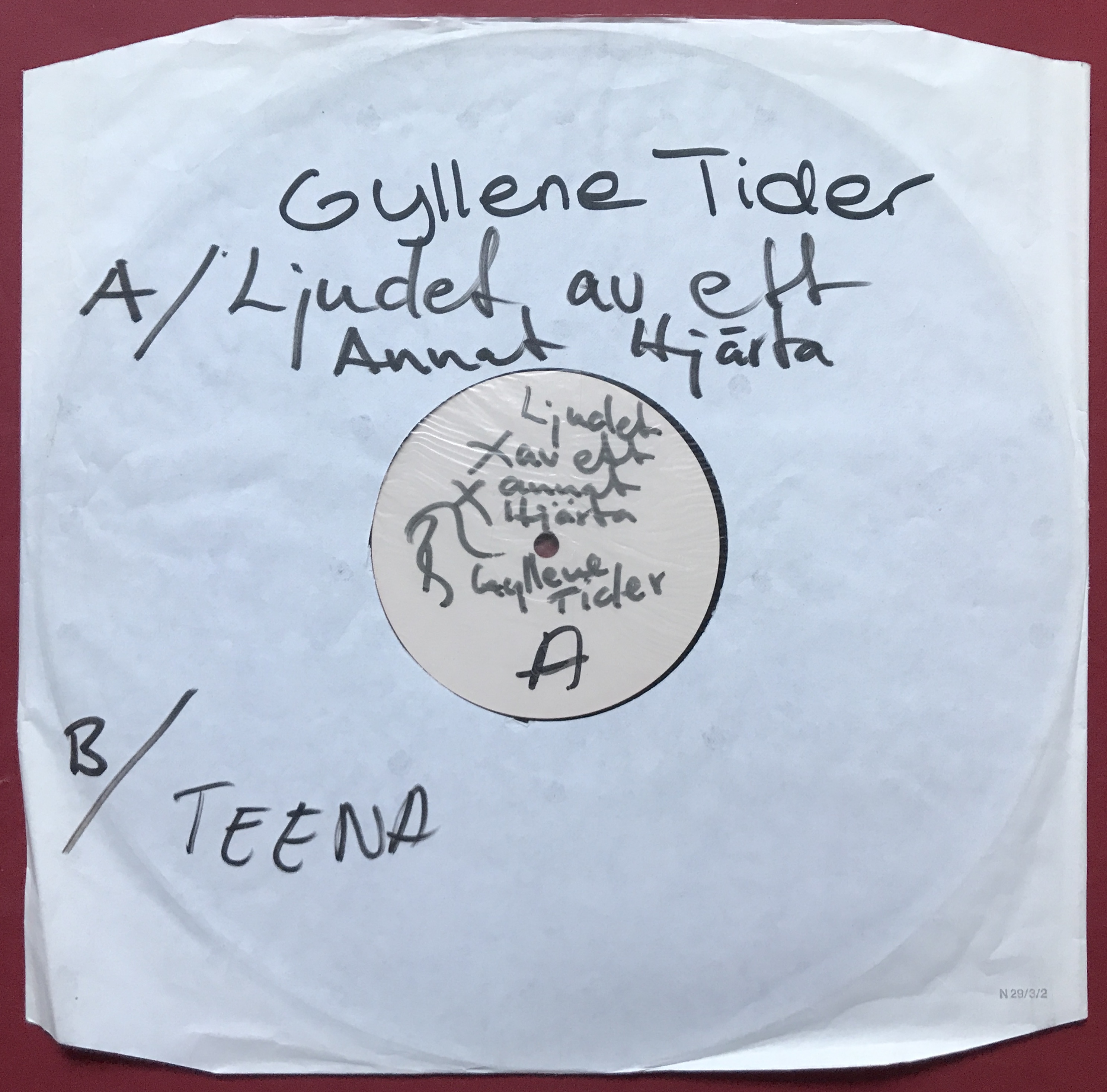 GYLLENE TIDER - Ljudet av ett annat hjärta Swe-orig TEST PRESSING 12" maxi 1981