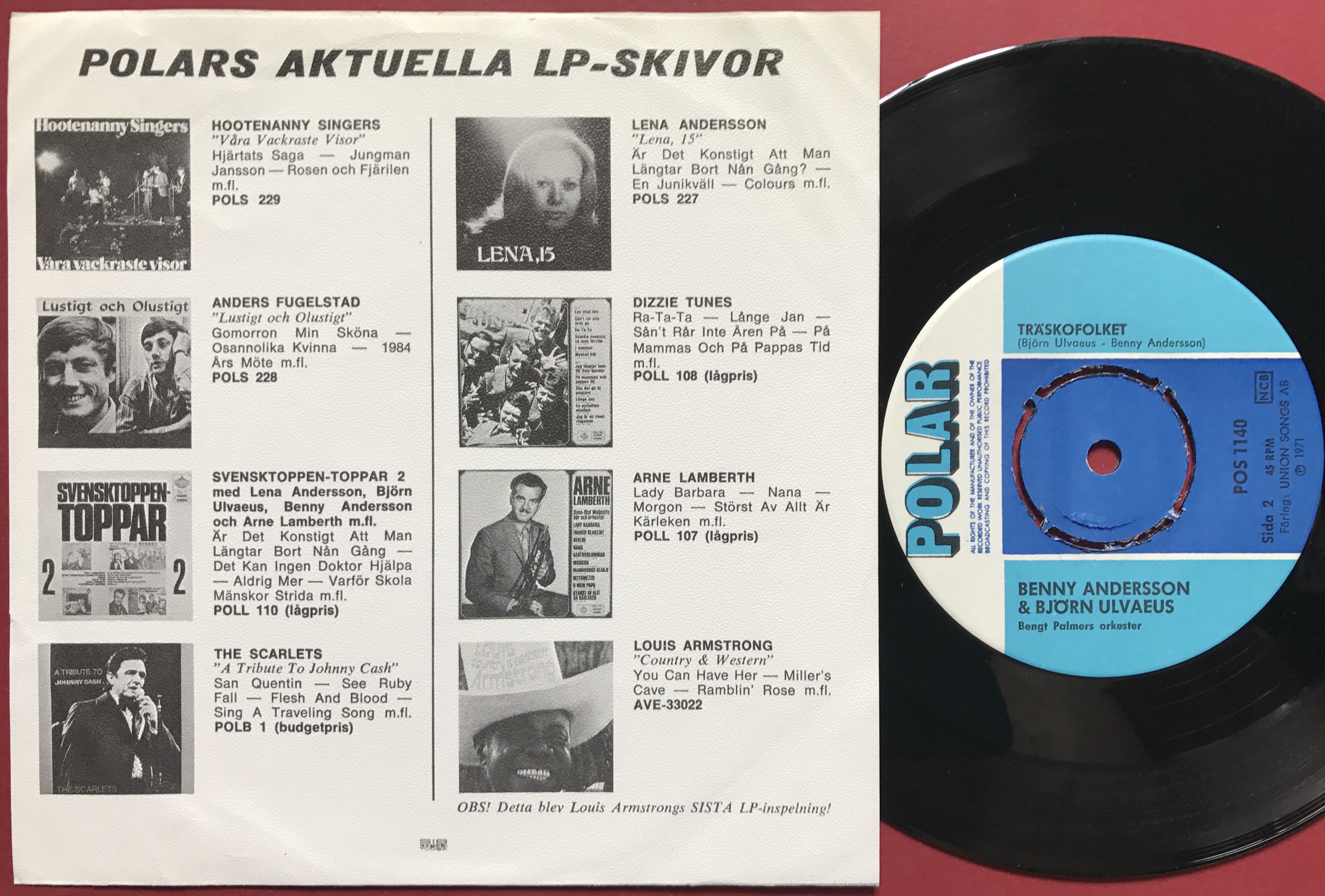 BJÖRN & BENNY (ABBA) - Tänk om jorden vore ung ORANGE Swe PS 1971 - 2