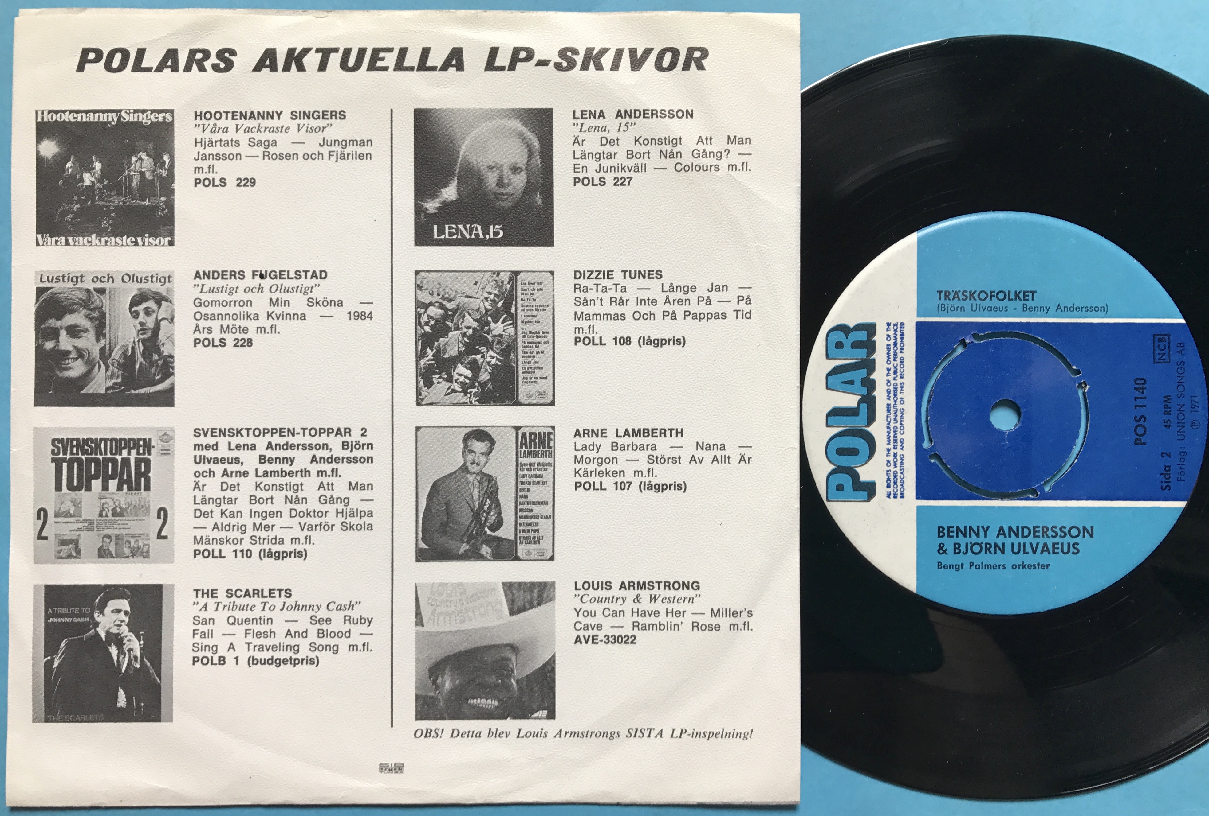 BJÖRN & BENNY (ABBA) - Tänk om jorden vore ung RED Swe PS 1971 - 2