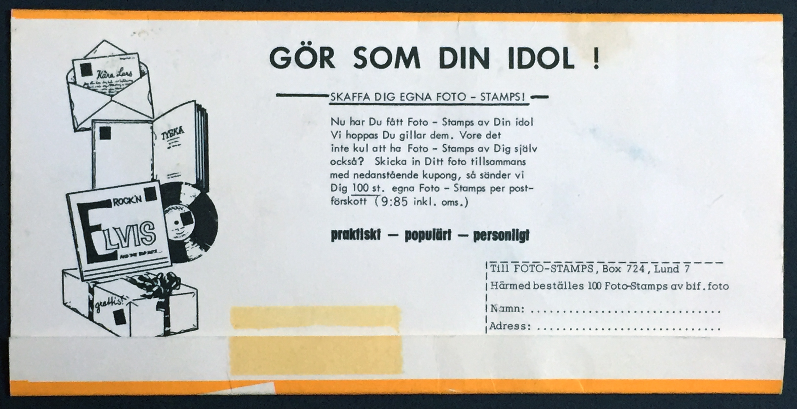 ROLLING STONES - Mick Jagger RARE Photo-stamps Sweden 1964 - 3