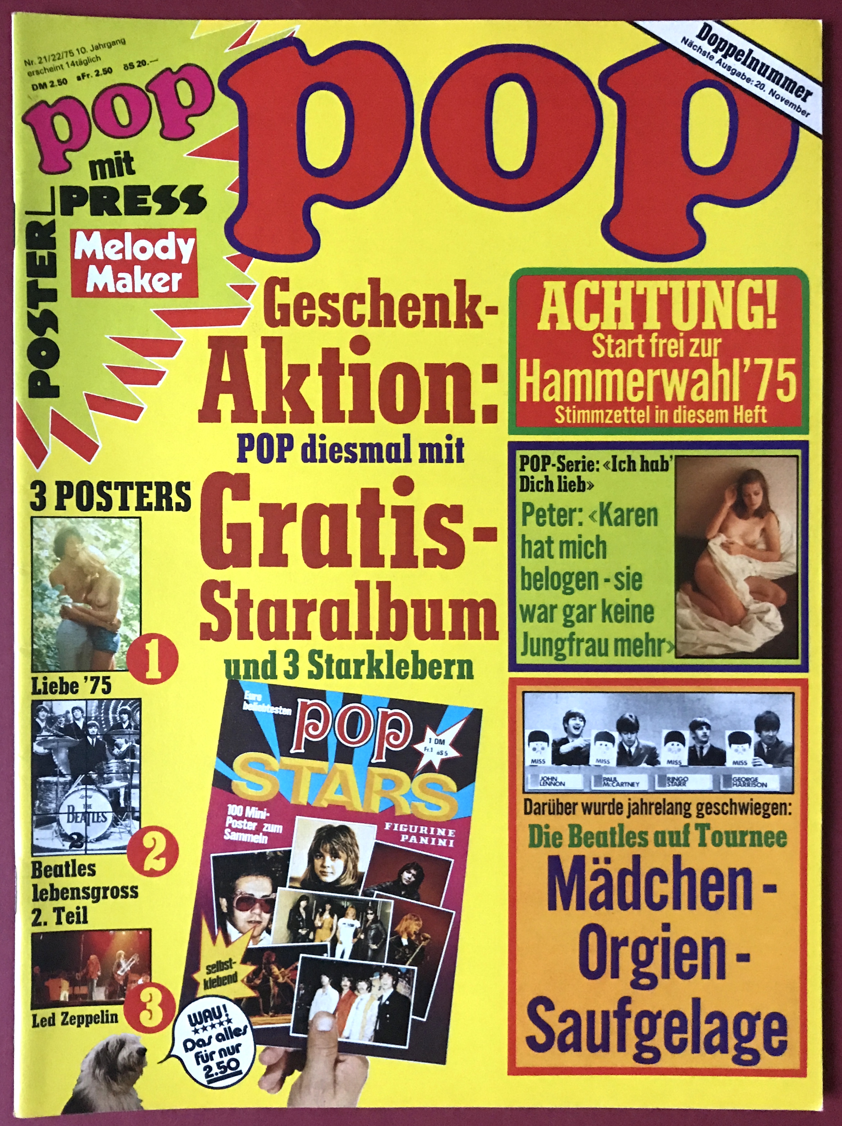 POP - Nr 21 1975 med BEATLES-AFFISCH!