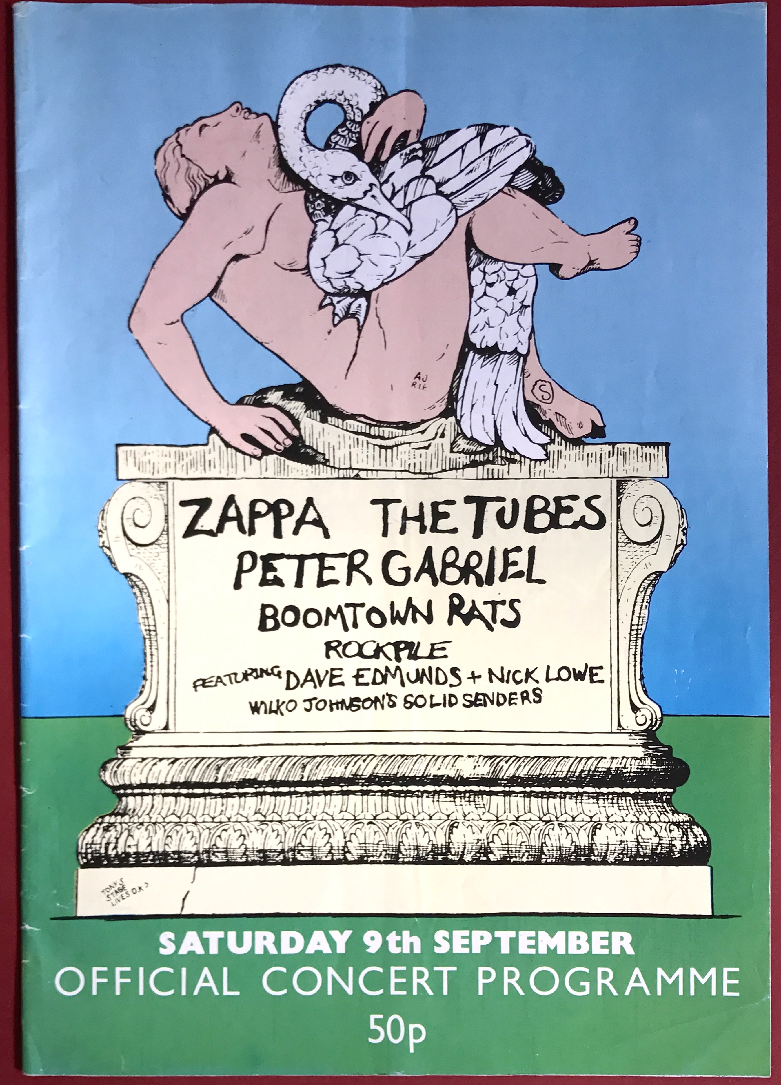 ZAPPA Peter Gabriel BOOMTOWN Rockpile TUBES - Knebworth konsertprogram 1978