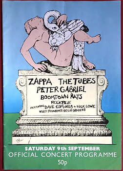 ZAPPA Peter Gabriel BOOMTOWN Rockpile TUBES - Knebworth concert program 1978