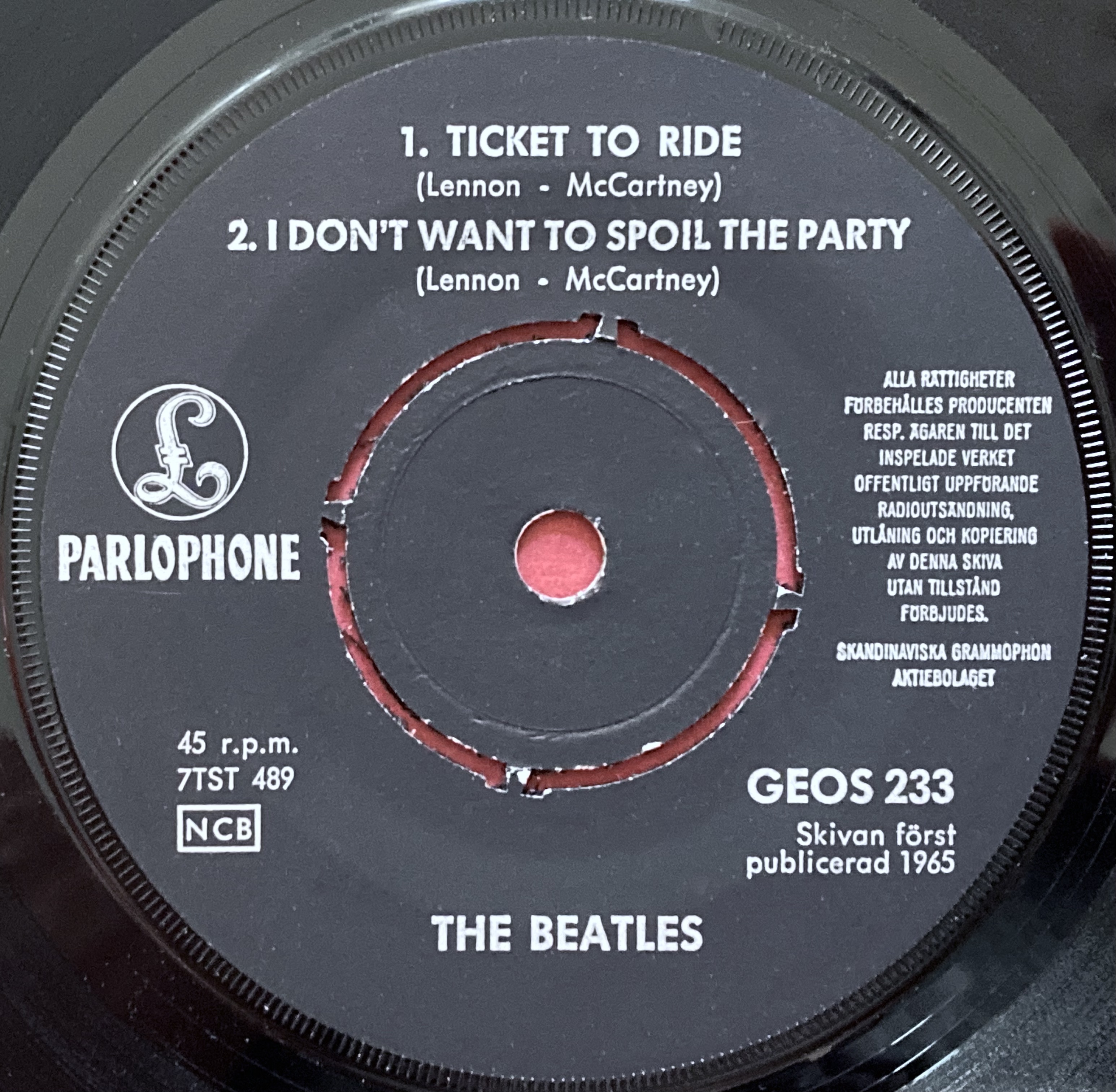 BEATLES - Ticket to ride +3 Swe EP 1965 - 3