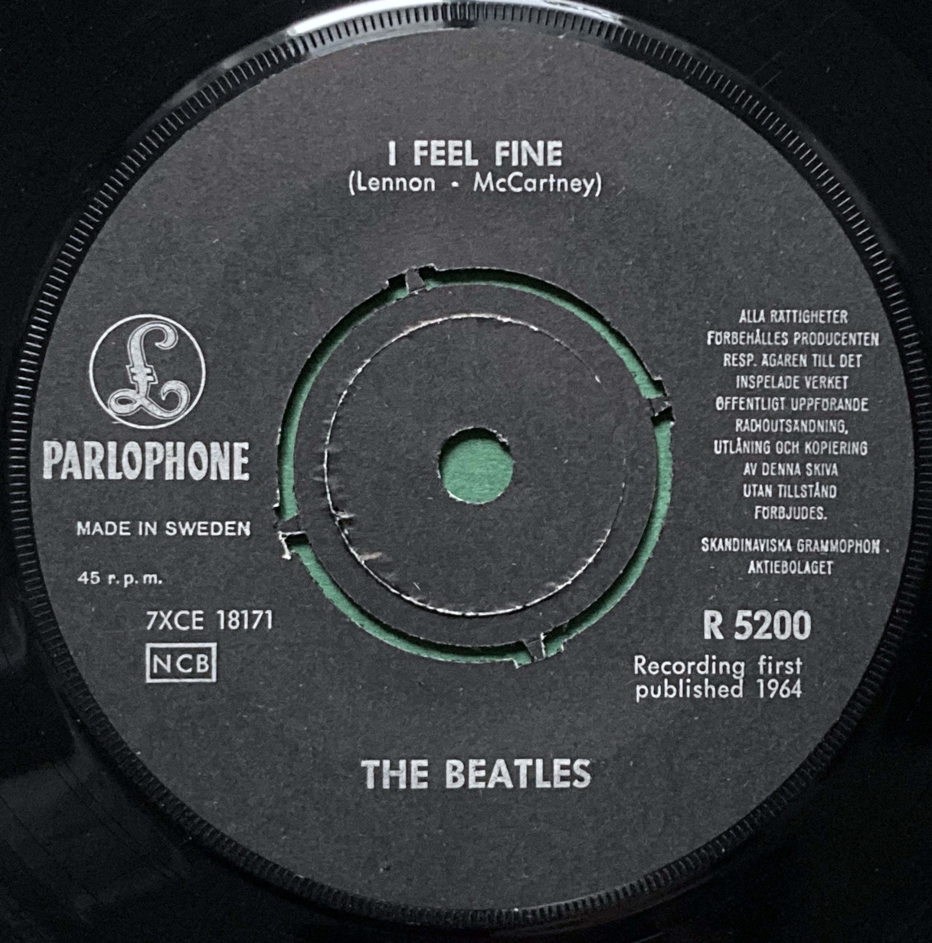 BEATLES - I feel fine 7" RÖD Swe PS 1964 - 3