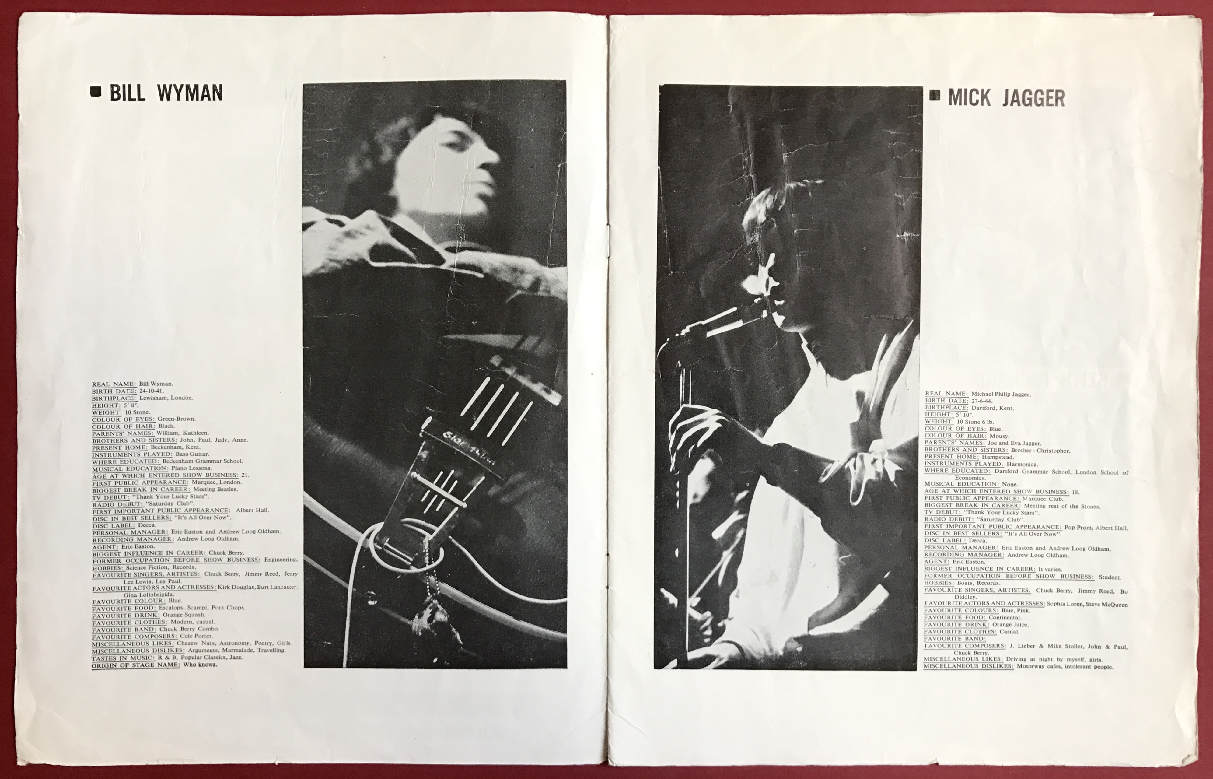 ROLLING STONES - 1964 UK turnéprogram - 2