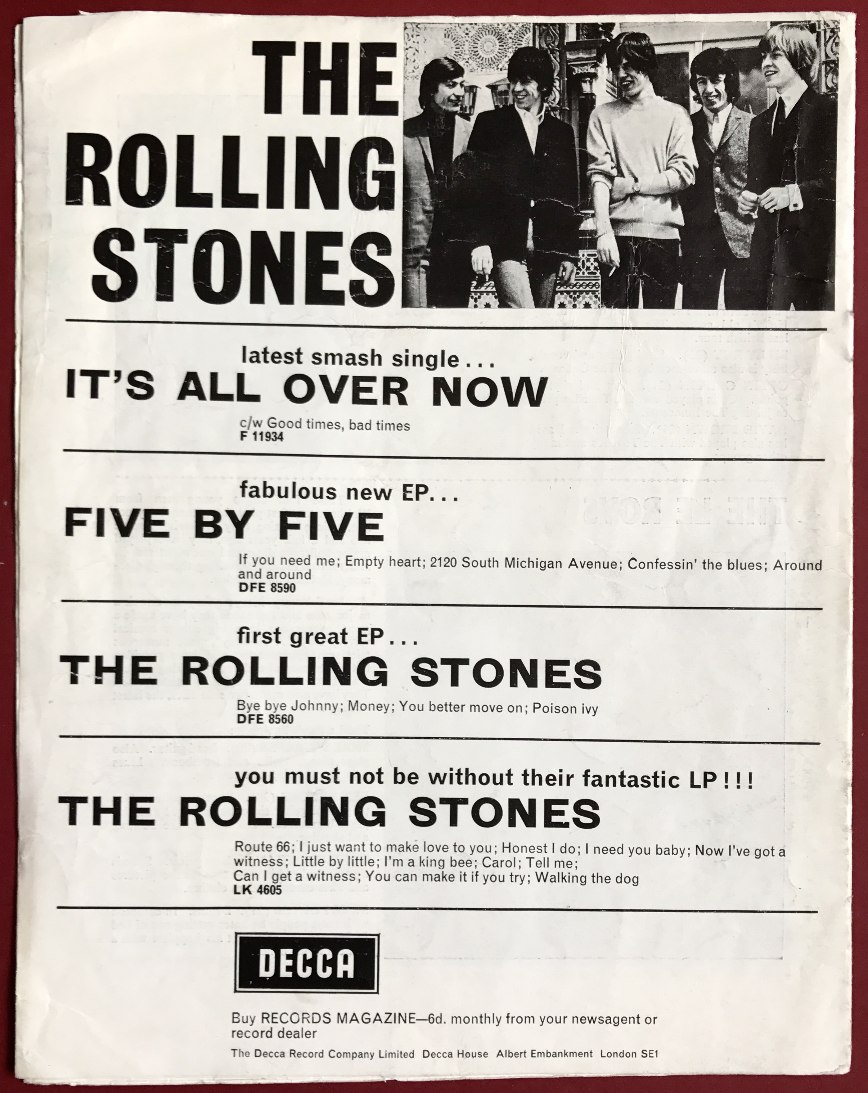ROLLING STONES - 1964 UK turnéprogram - 6