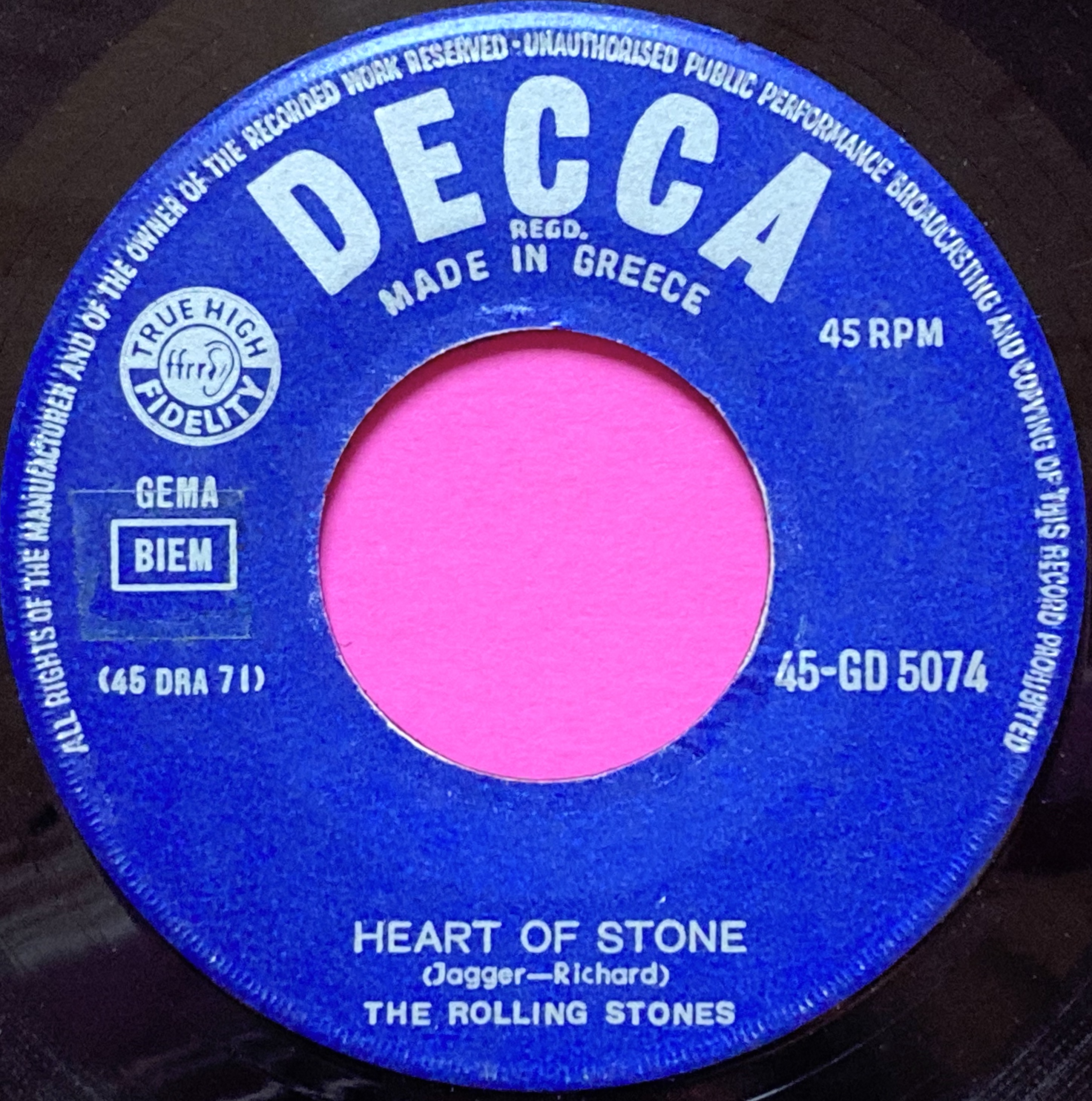 ROLLING STONES - Around and around Grekisk 7" 1965 - 2