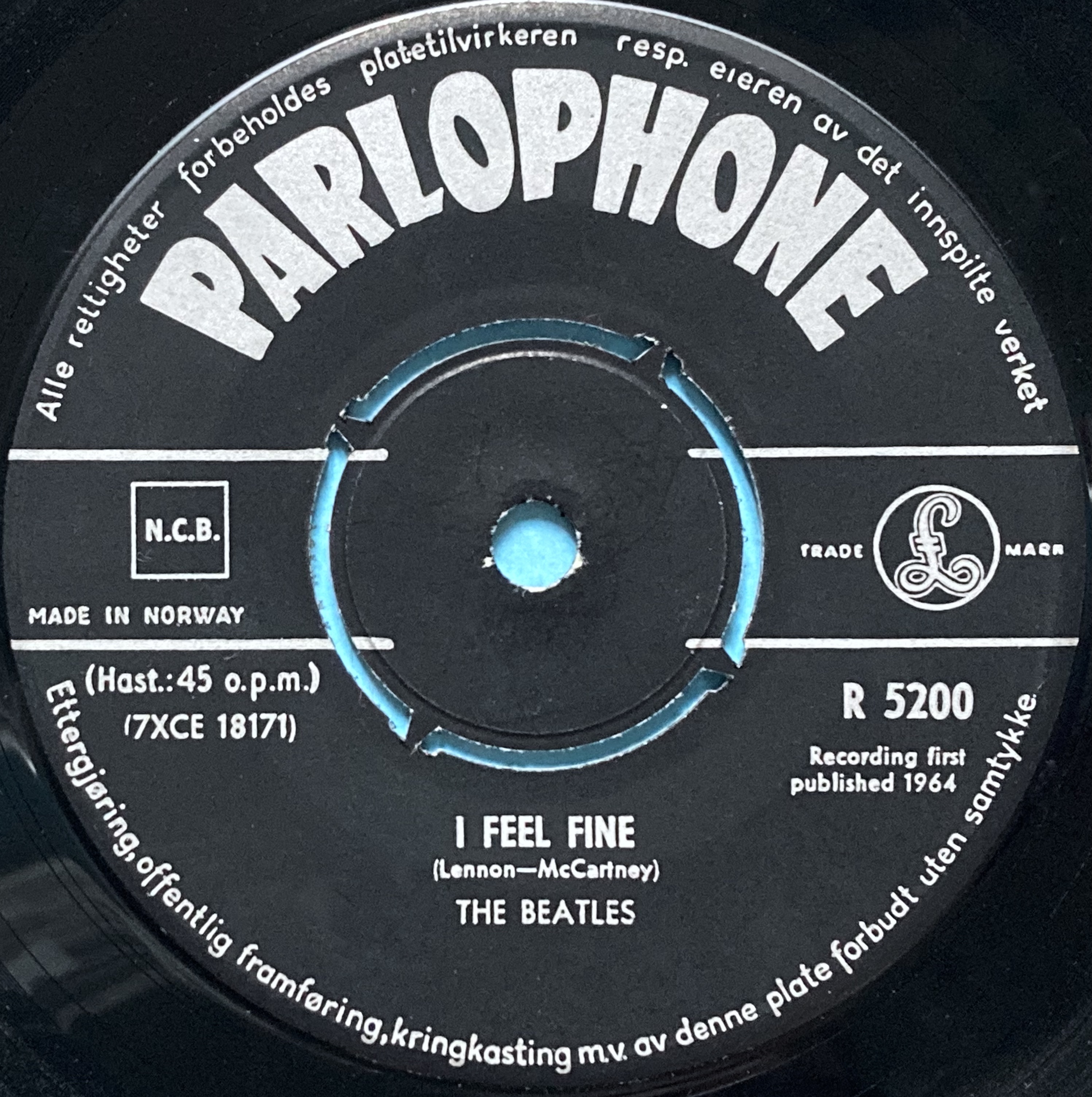 BEATLES - I feel fine 7" Norsk PS 1964 - 3