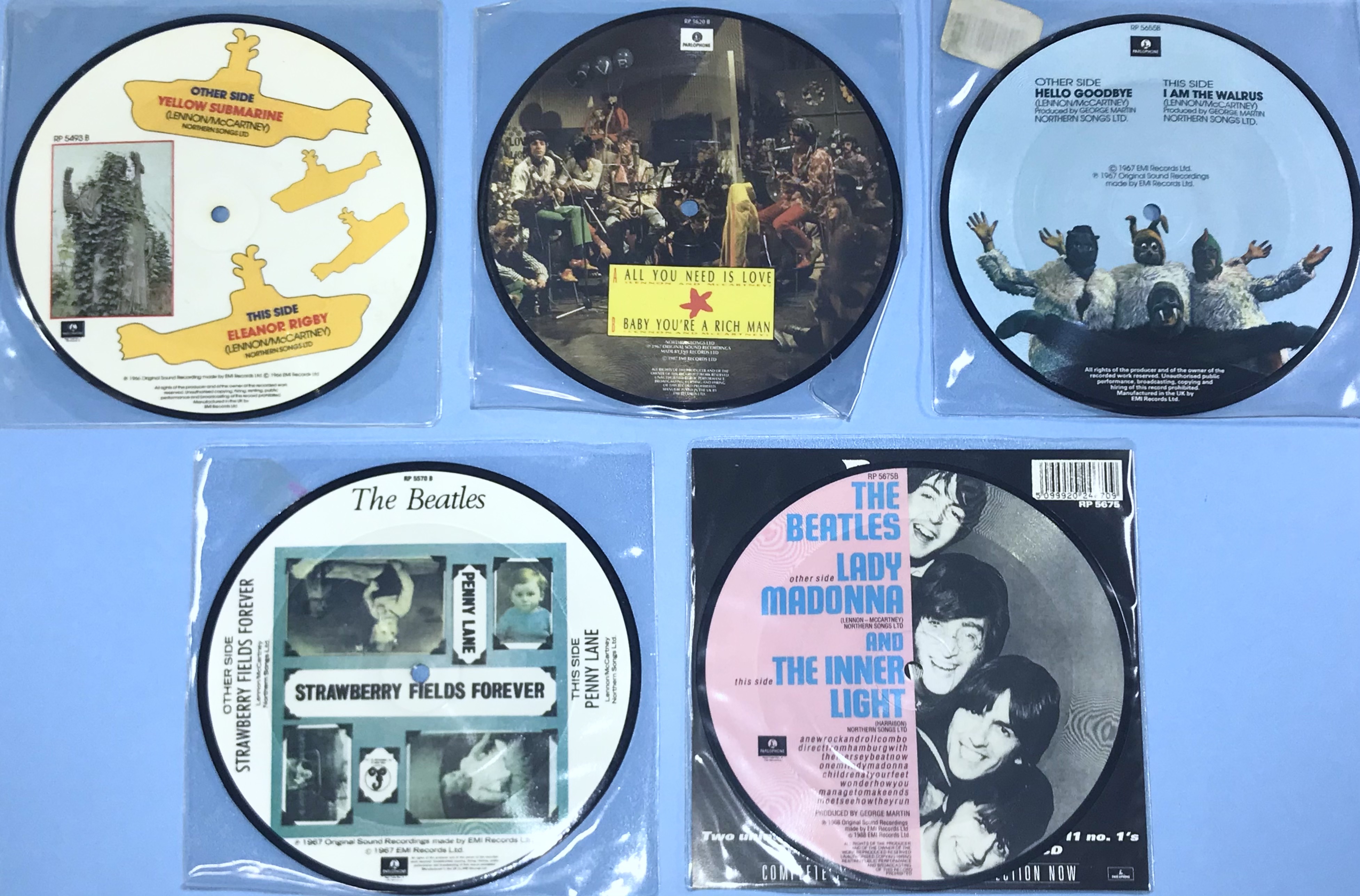 BEATLES - 20th Anniversary 22 UK Bildsinglar Komplett set 1982-1990 - 7