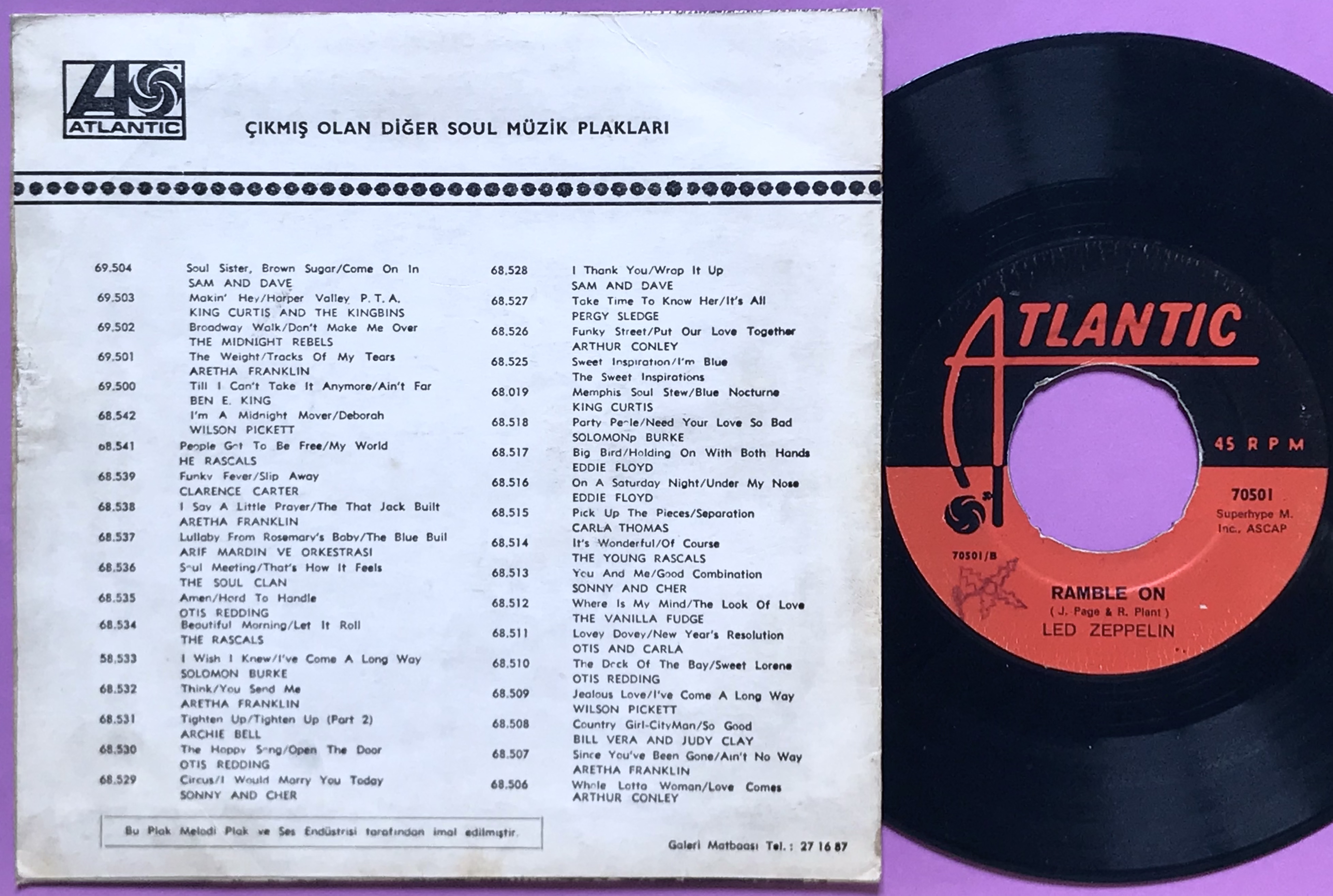 LED ZEPPELIN - Whole lotta love Turkiet PS 1970 - 2