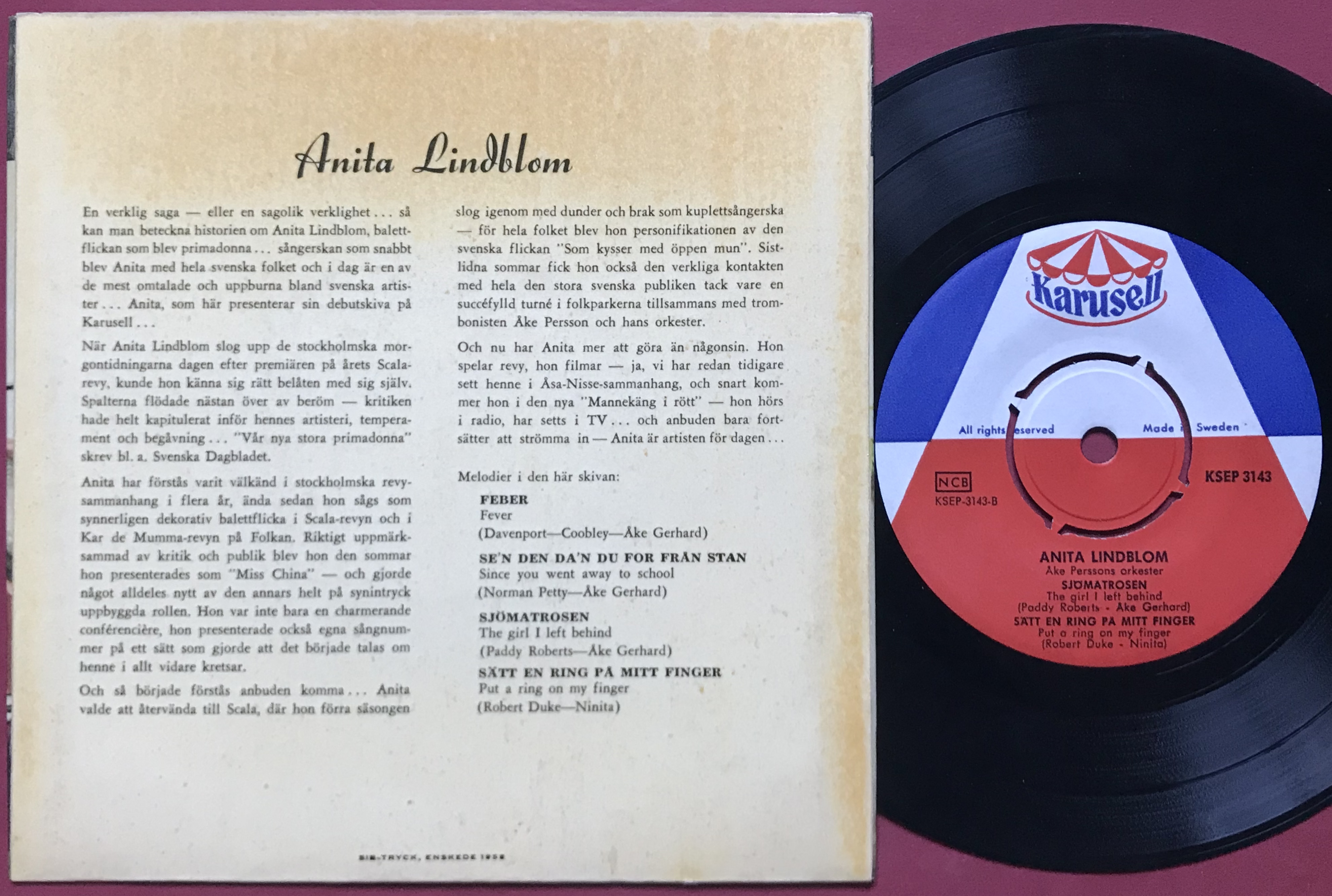 ANITA LINDBLOM - Feber +3 EP 1958 - 2