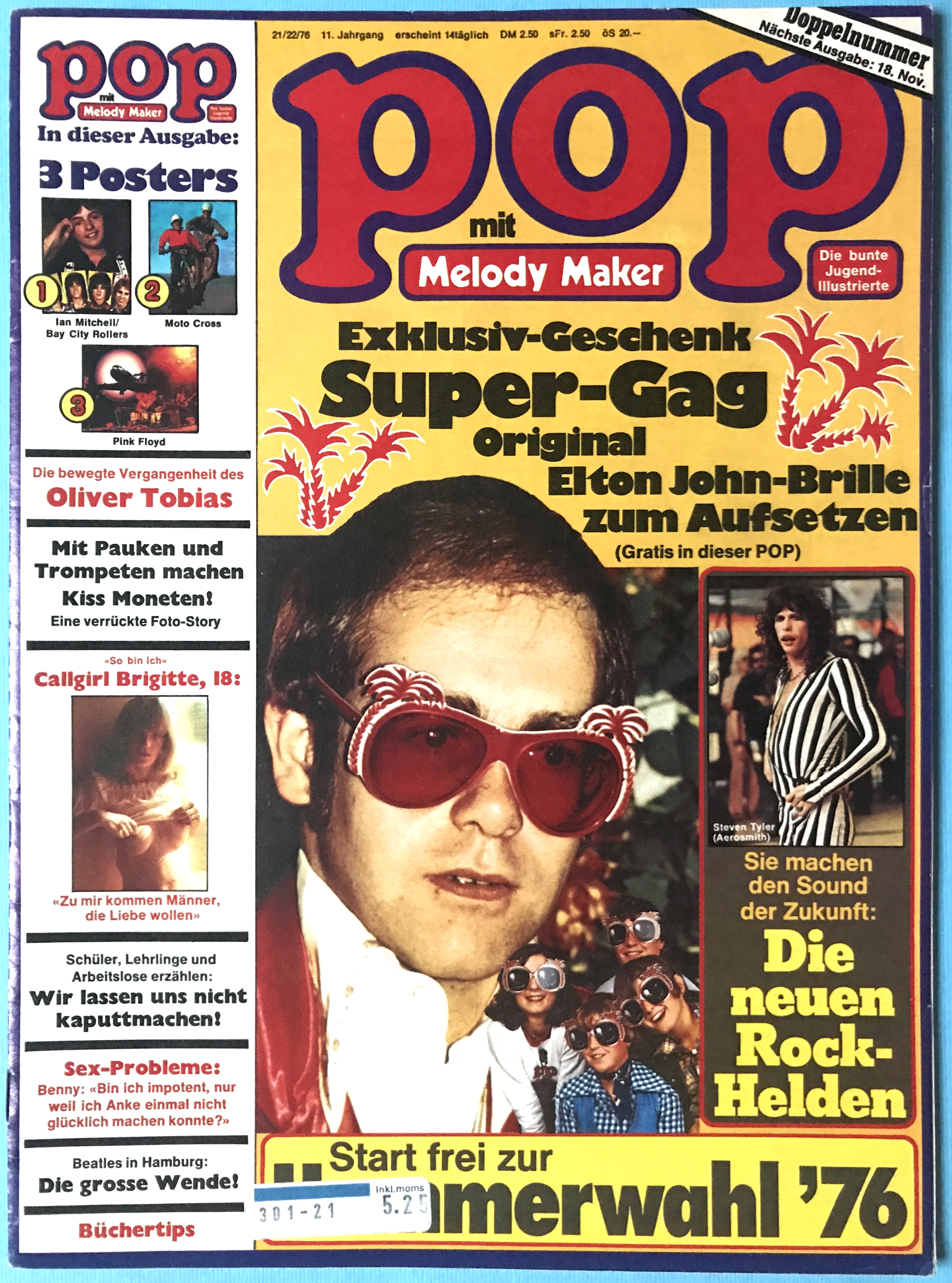 POP - No 21/22 1976 Elton John / Aerosmith cover + POSTER