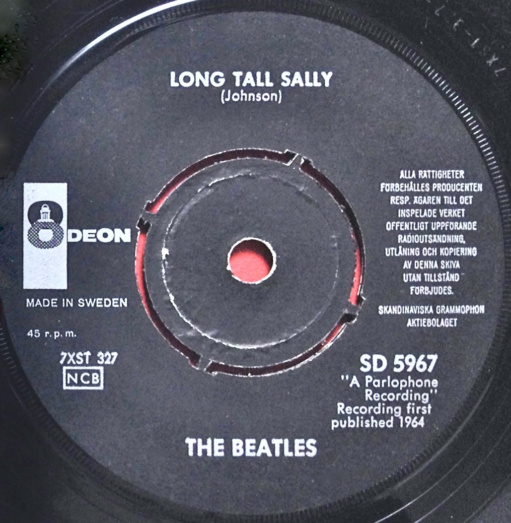 BEATLES - Long tall Sally 7" Maroon Swe PS 1964 - 3