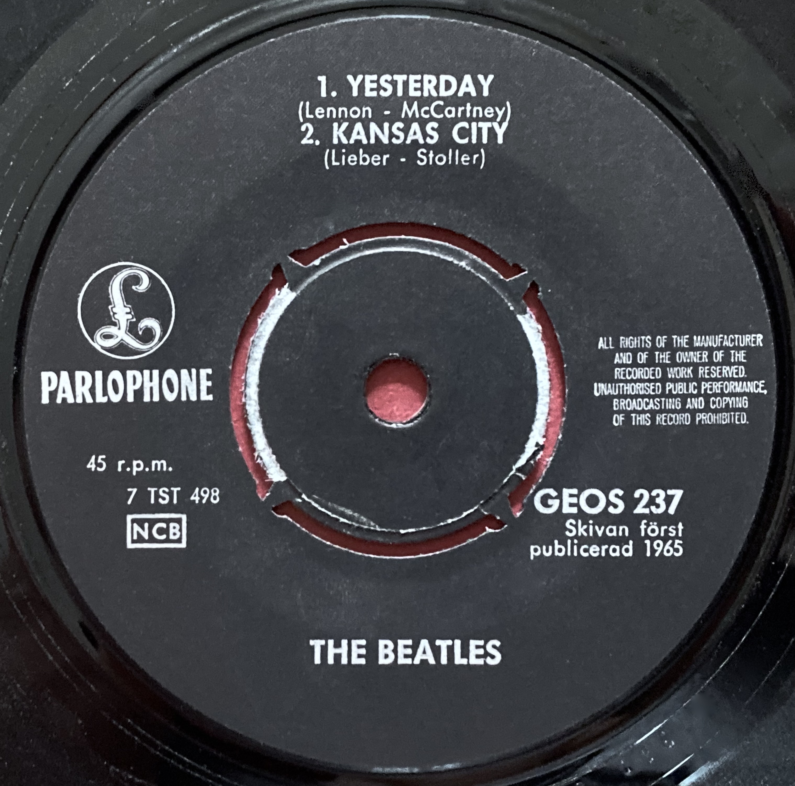 BEATLES - Dizzy miss Lizzy +3 English cred. Swe EP 1965  - 4
