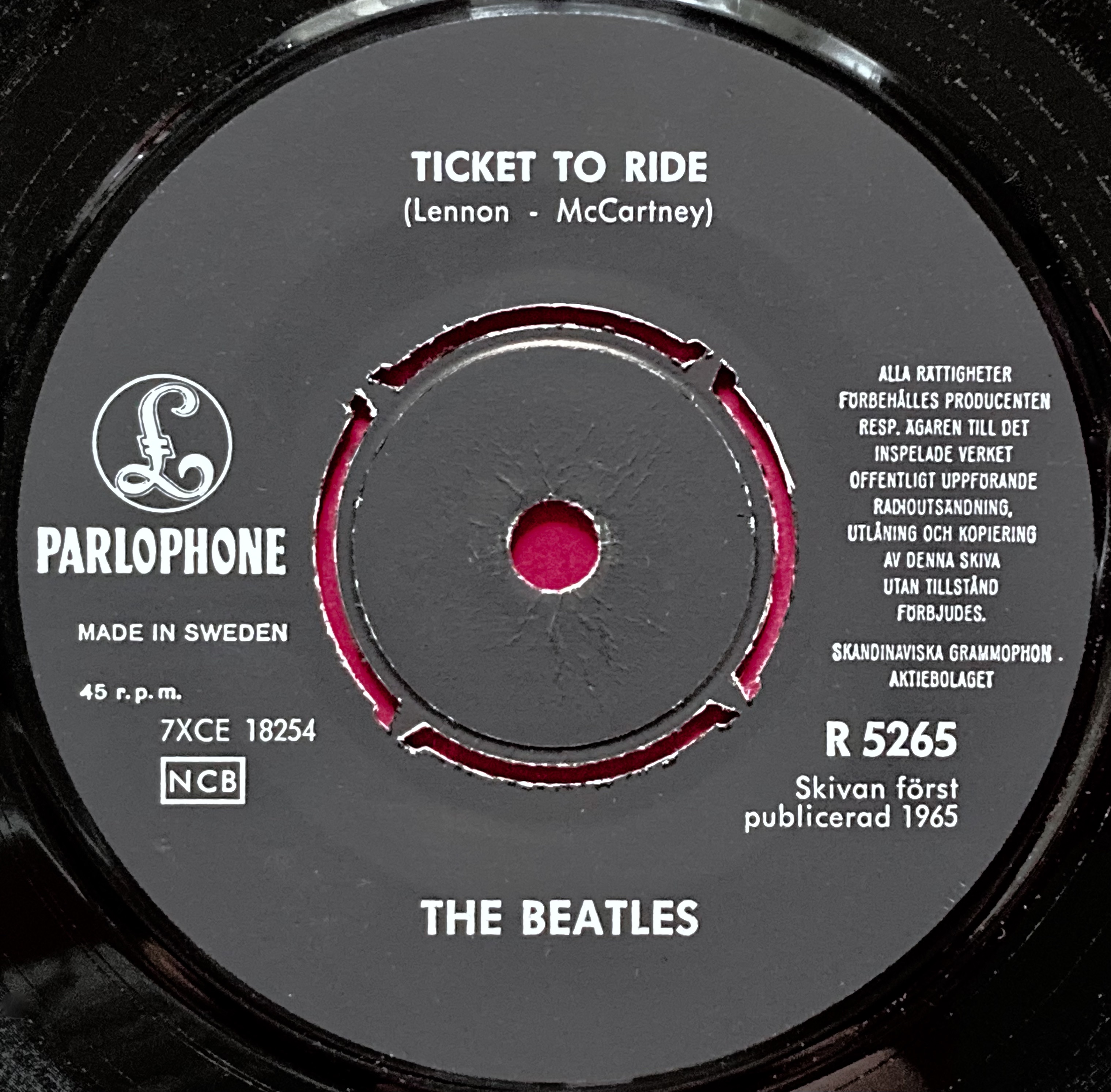 BEATLES - Ticket to ride 7" Deep yellow Swe PS 1965 - 3