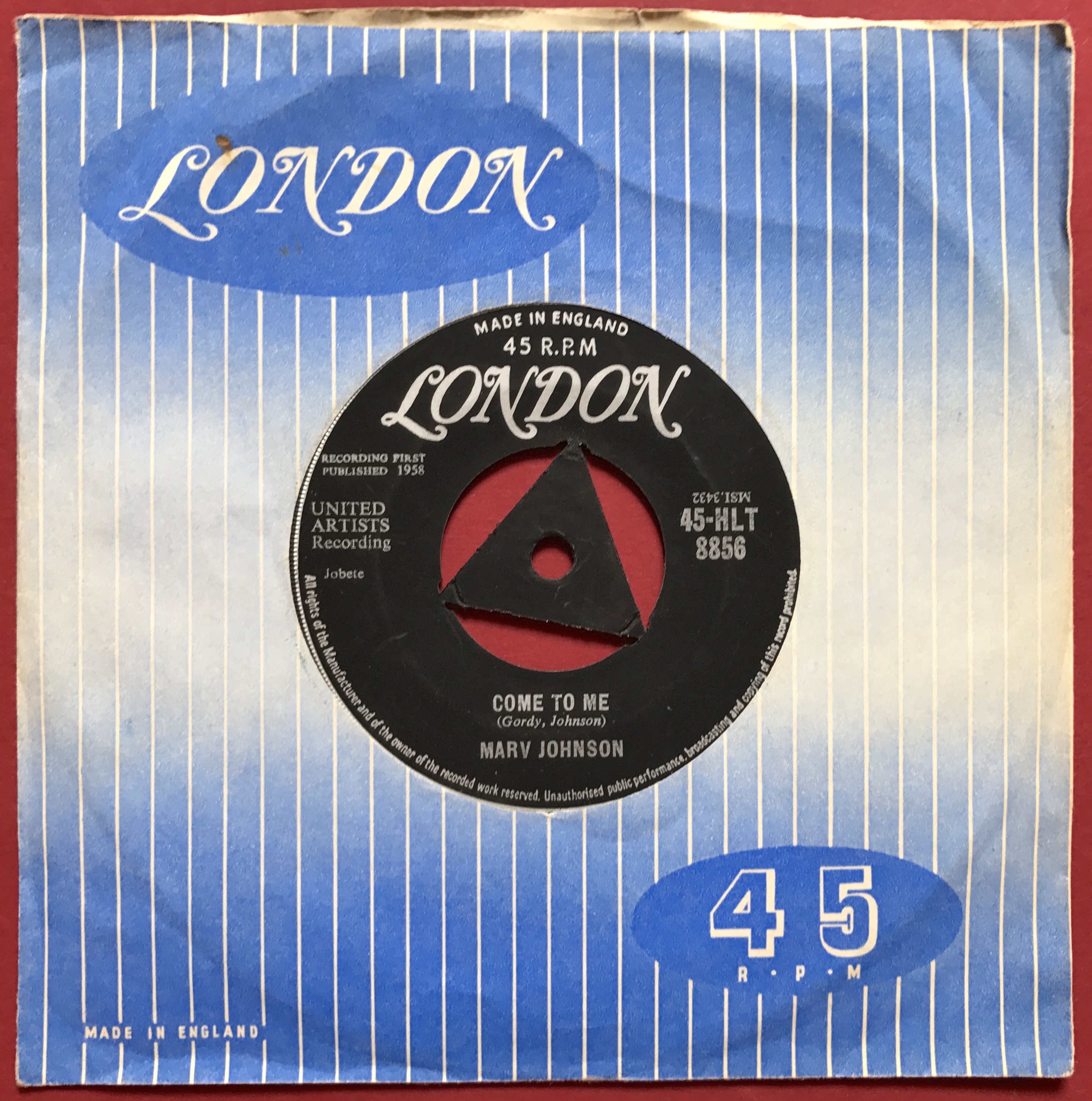 MARV JOHNSON - Come to me UK-orig London 7" 1958
