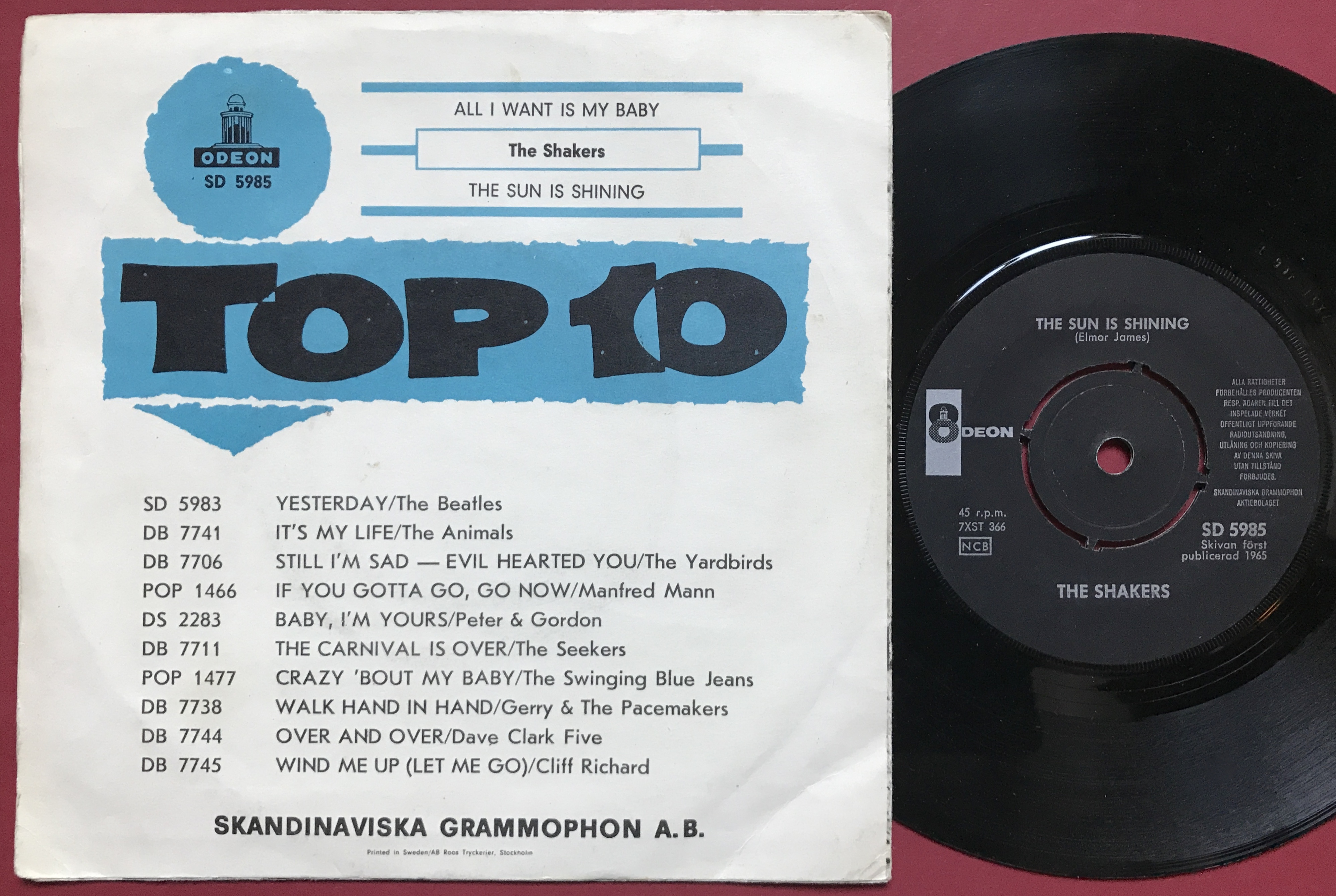 SHAKERS - All I Want Is My Baby Swe PS 1965 - 2