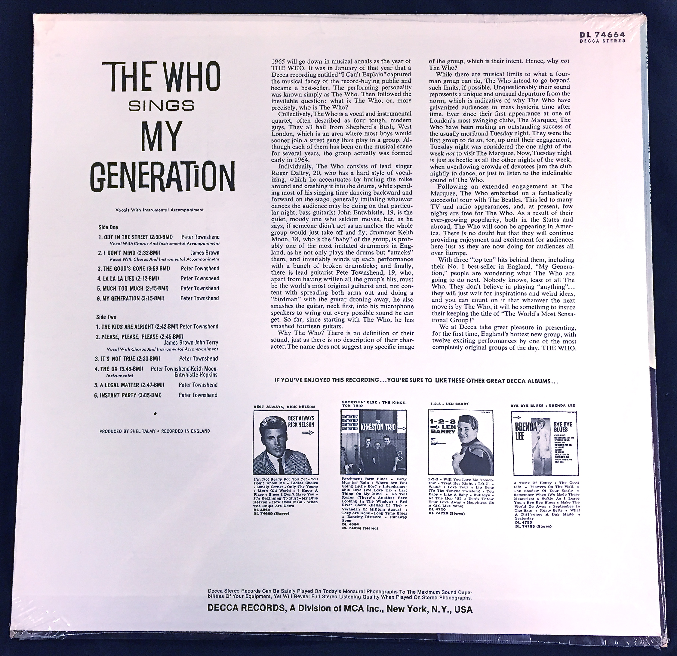 WHO - My generation US-orig LP 1965 STILL SEALED! - 2