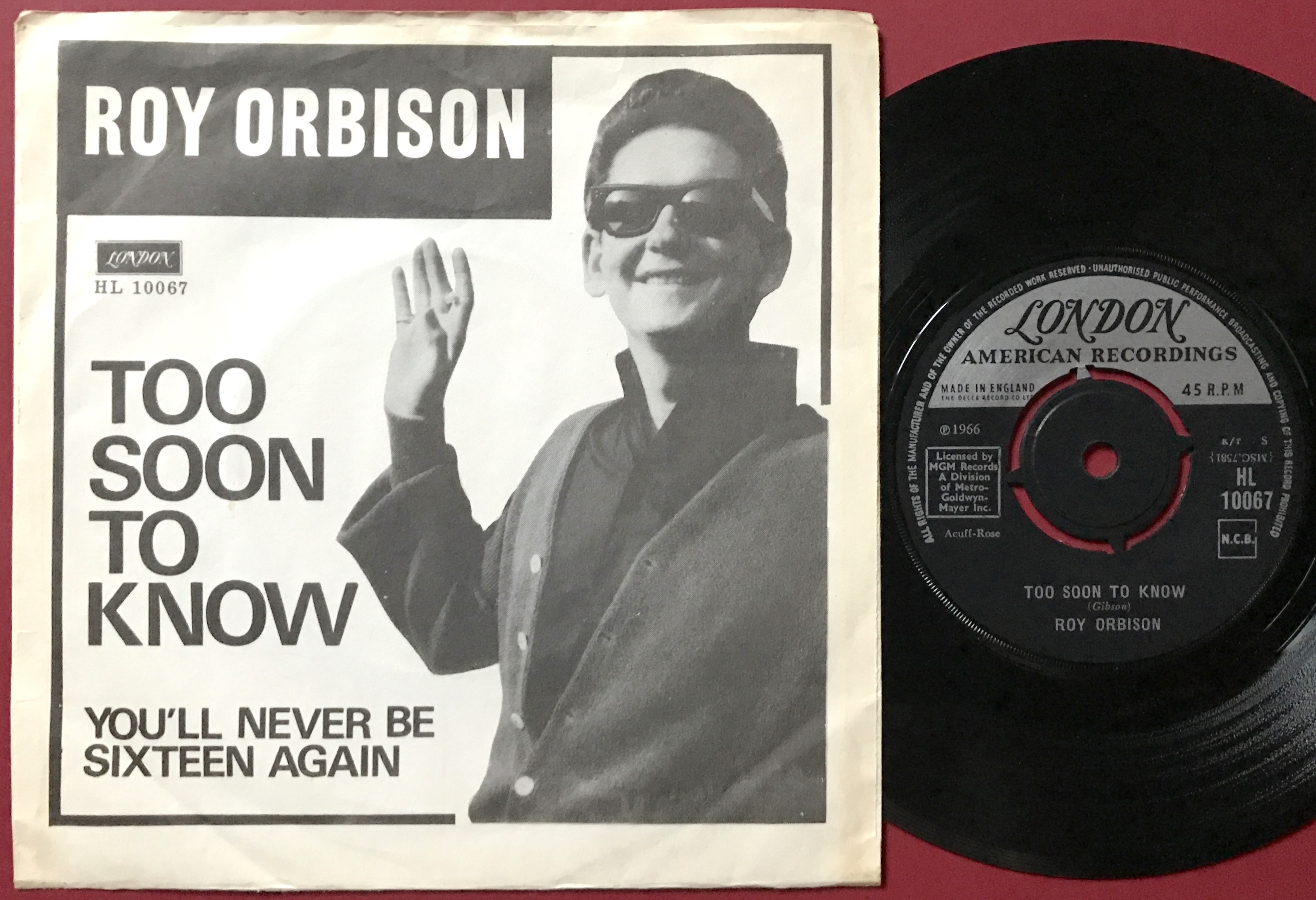 Nostalgipalatset - ROY ORBISON - Too soon to know Danish PS 1966