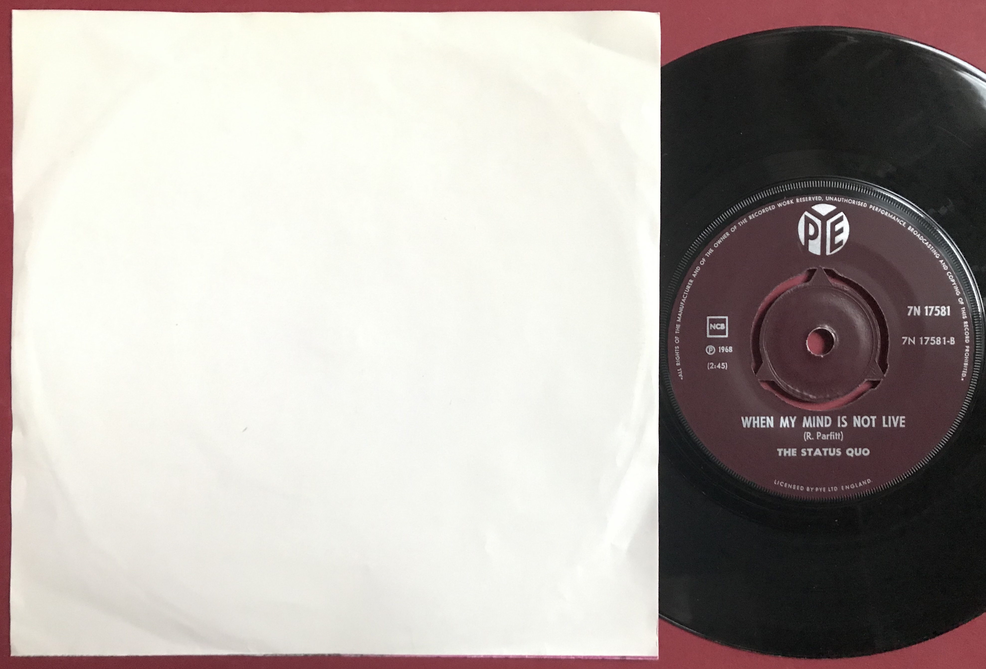 STATUS QUO - Ice in the sun Norway PS 1969 - 2