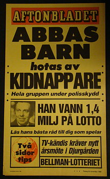 AFTONBLADET LÖPSEDEL - "ABBAS BARN HOTAS AV KIDNAPPARE" (1980)